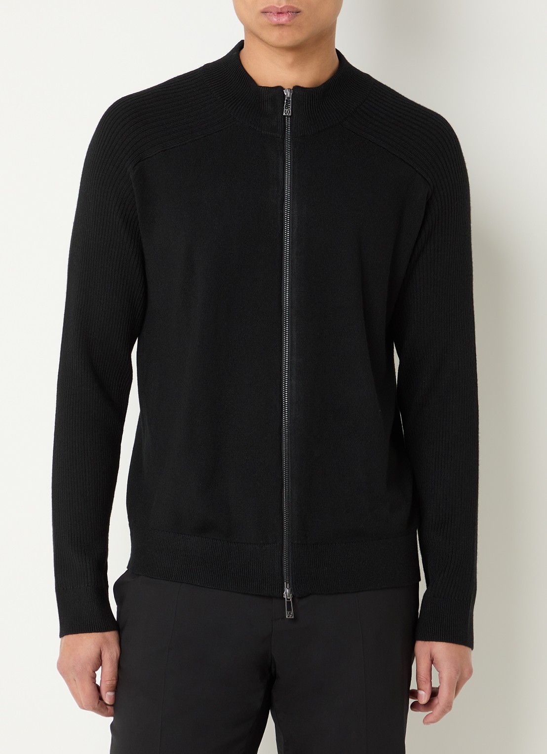 Armani Fijngebreid vest in scheerwolblend - detail 2 zwart