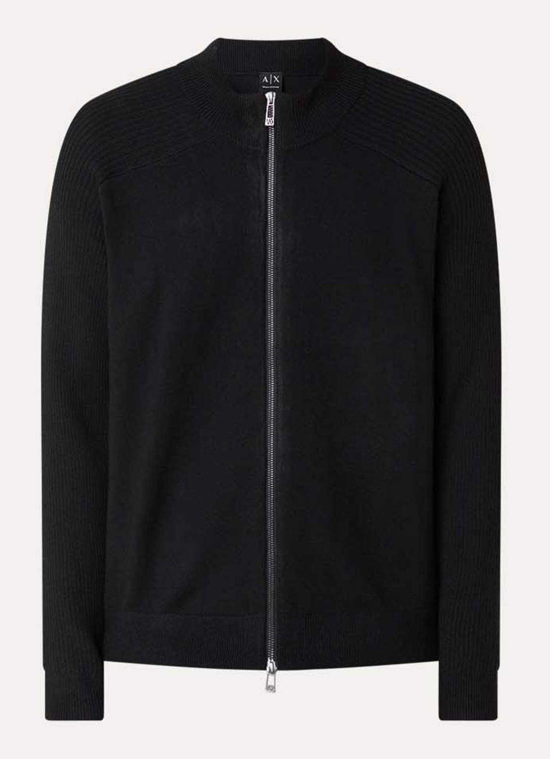 Armani Fijngebreid vest in scheerwolblend - voorkant 3 zwart