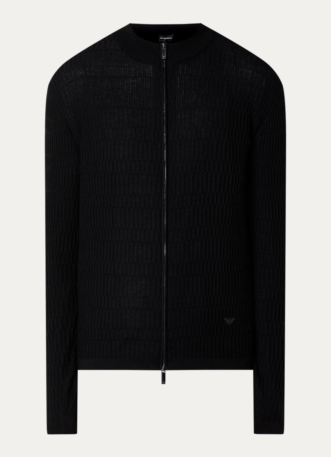 Armani Fijngebreid vest in wolblend - voorkant 3 zwart