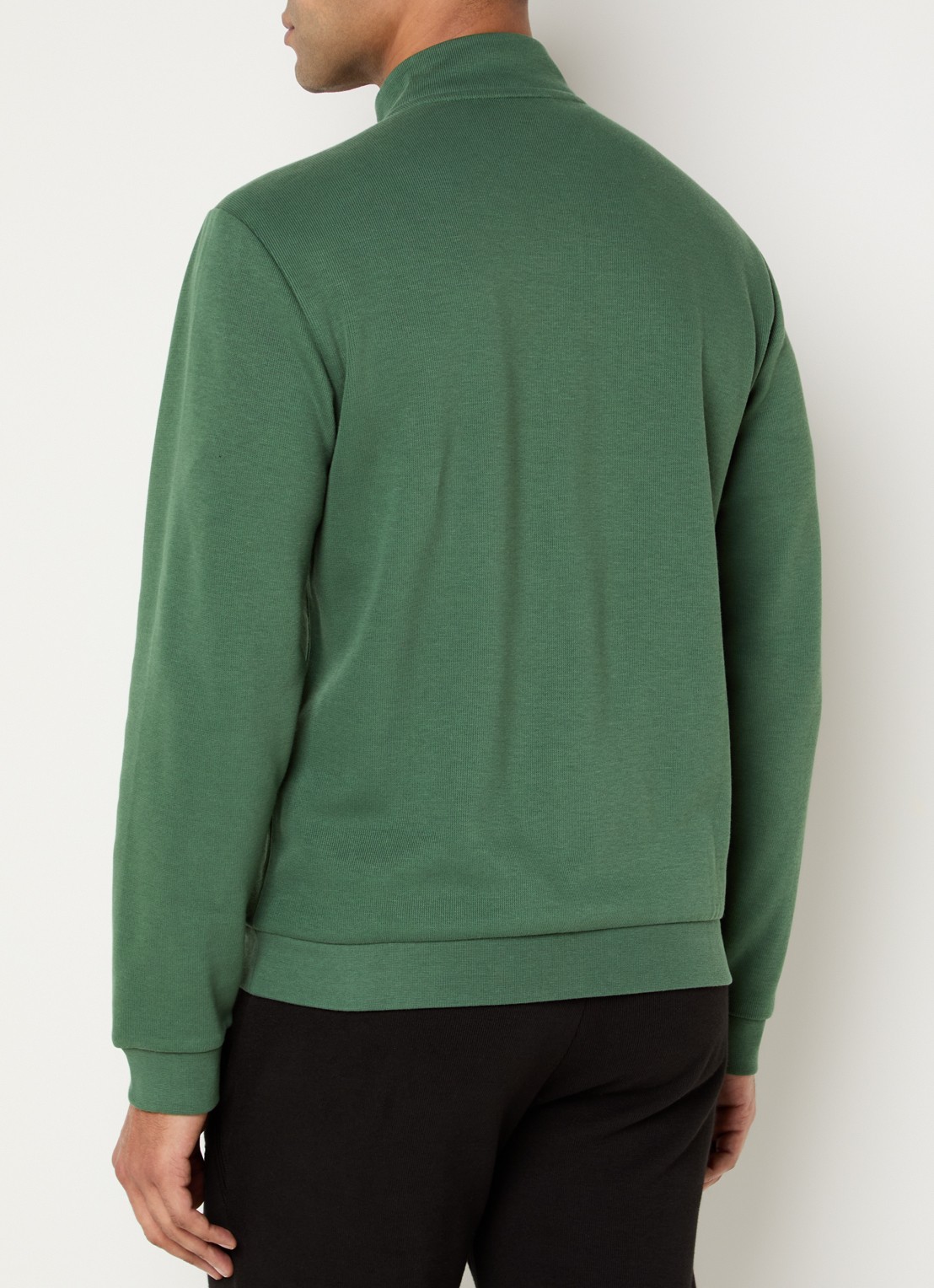 Armani Fijngebreid vest met logo - achterkant donkergroen