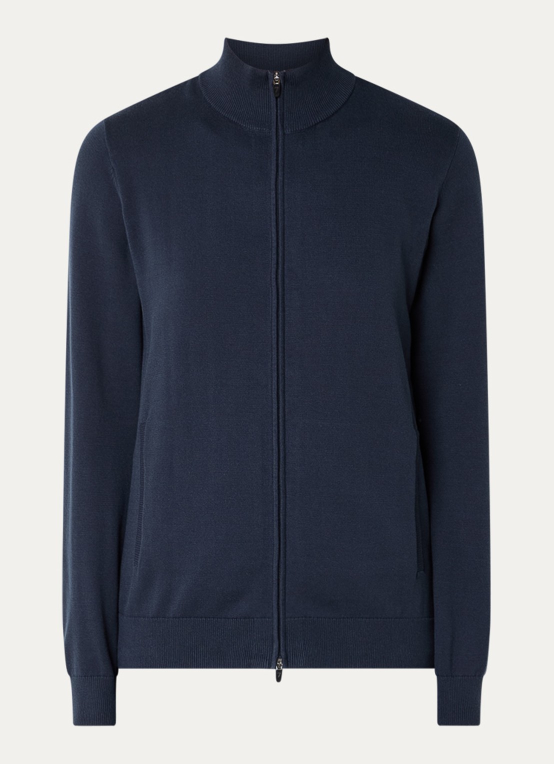 Armani Fijngebreid vest met opstaande kraag - voorkant 3 indigo