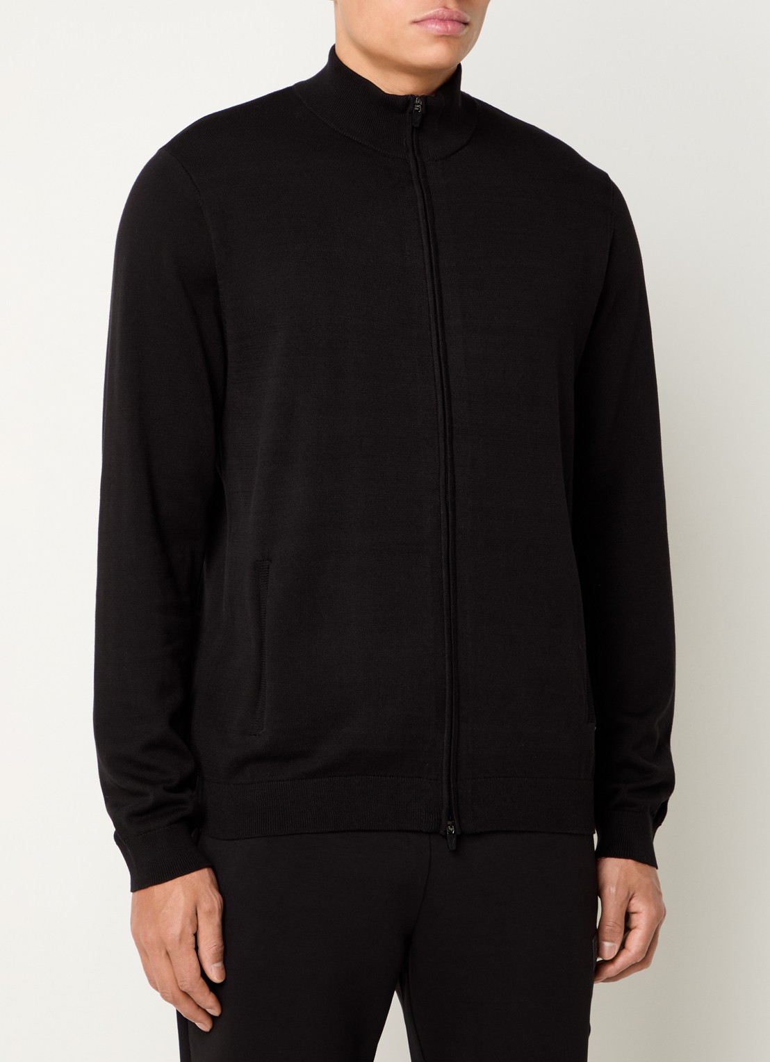 Armani Fijngebreid vest met steekzakken  - detail 3 zwart