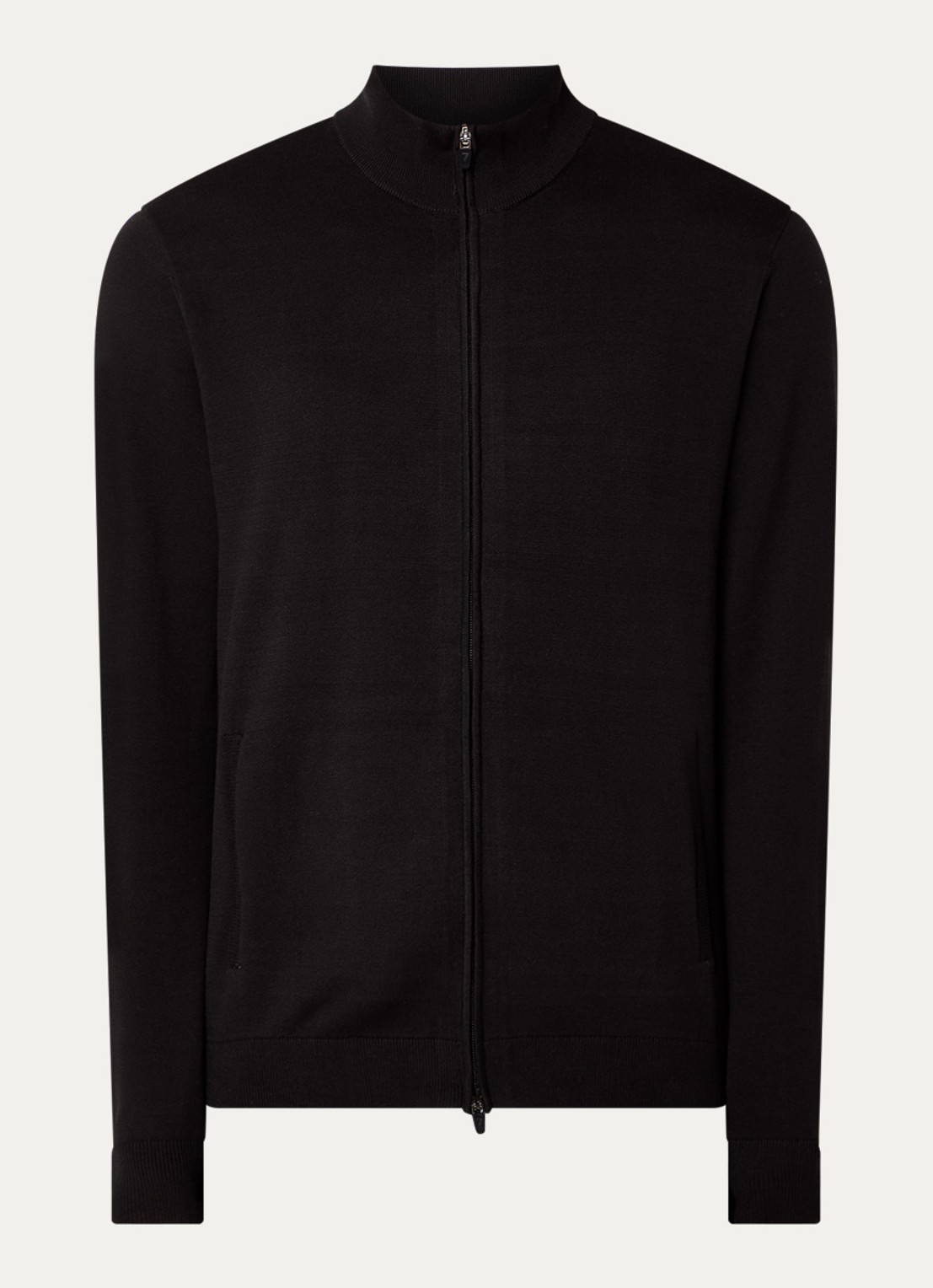 Armani Fijngebreid vest met steekzakken  - voorkant zwart