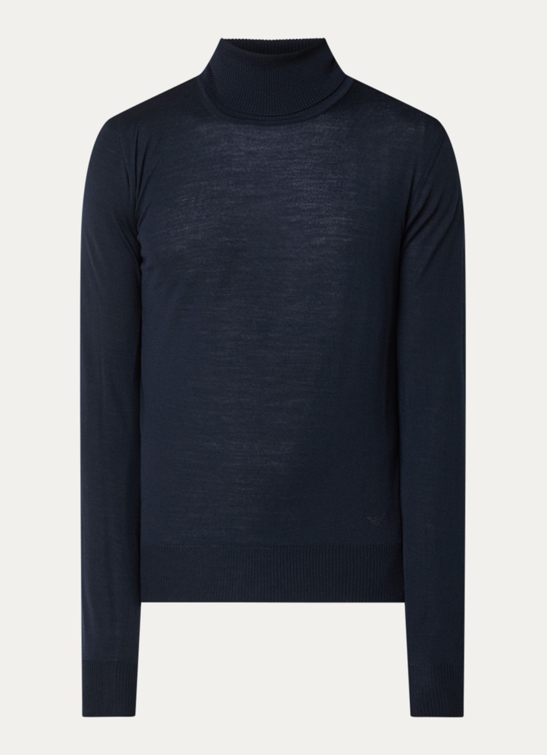 Armani Fijngebreide coltrui van wol - voorkant donkerblauw