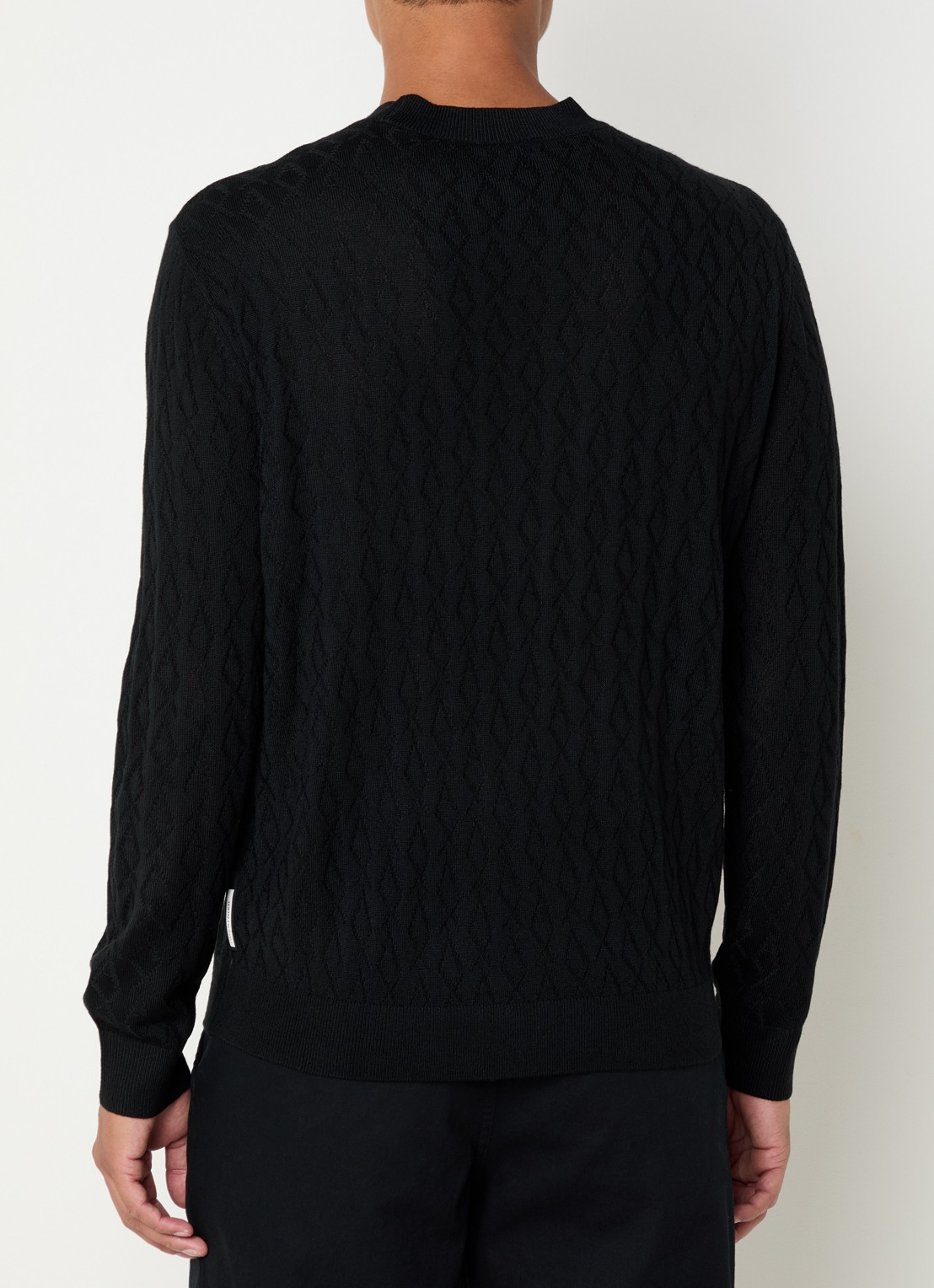 Armani Fijngebreide pullover in scheerwolblend  - achterkant zwart
