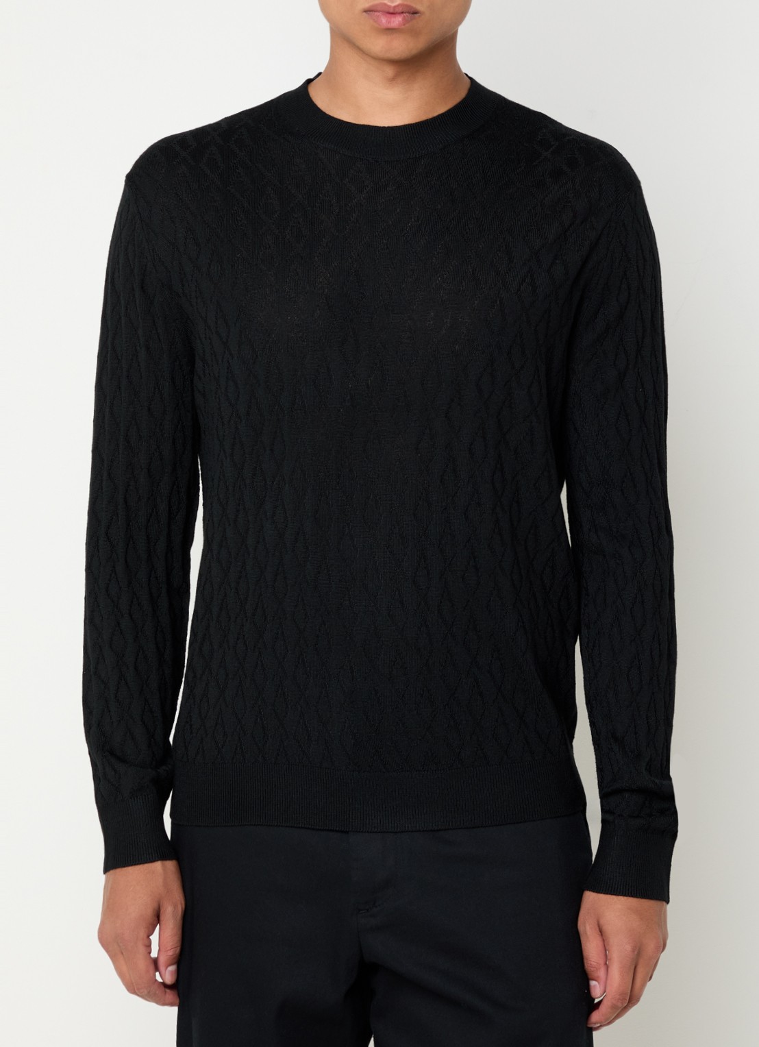 Armani Fijngebreide pullover in scheerwolblend  - detail 4 zwart