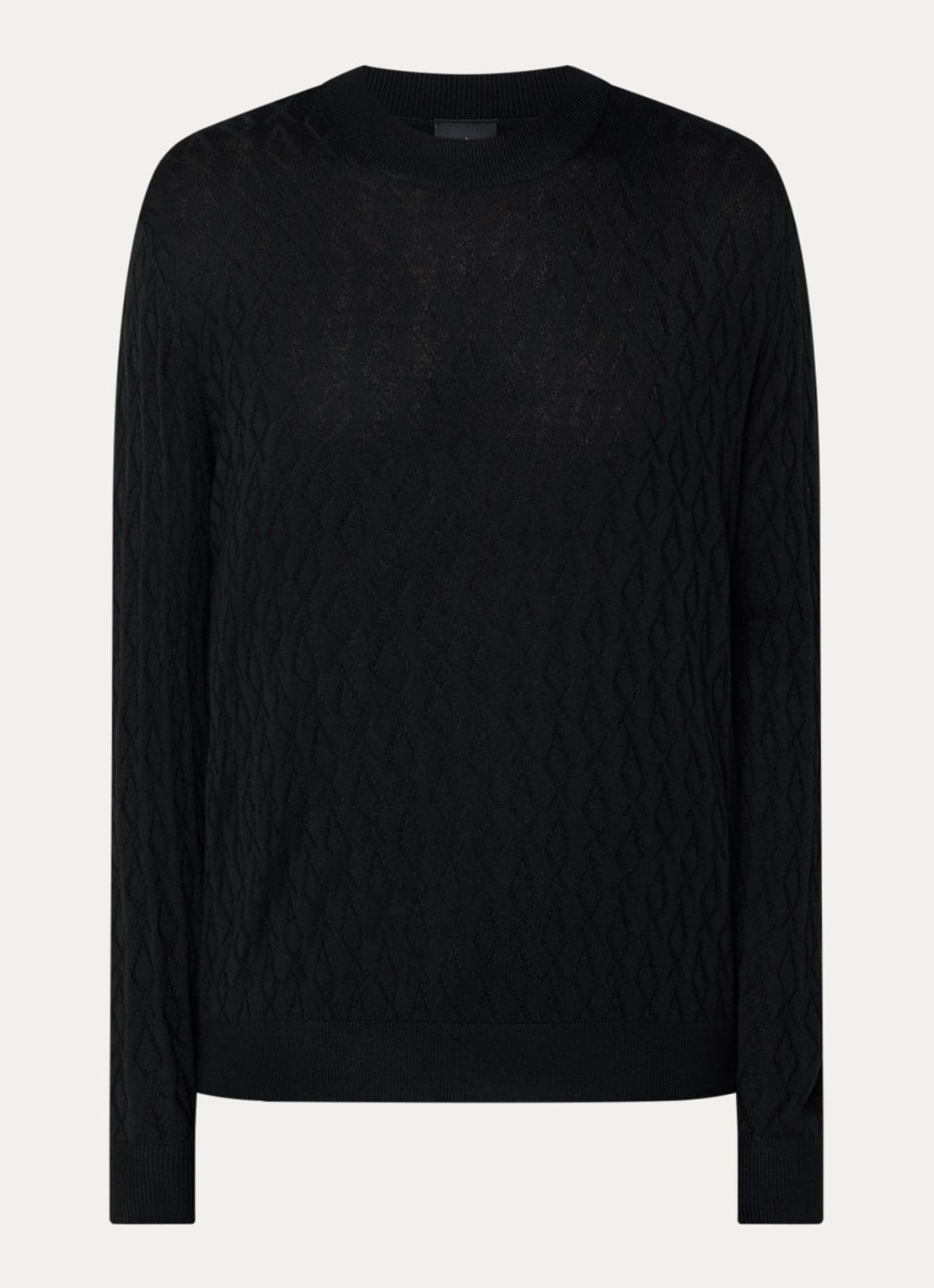 Armani Fijngebreide pullover in scheerwolblend  - voorkant 2 zwart