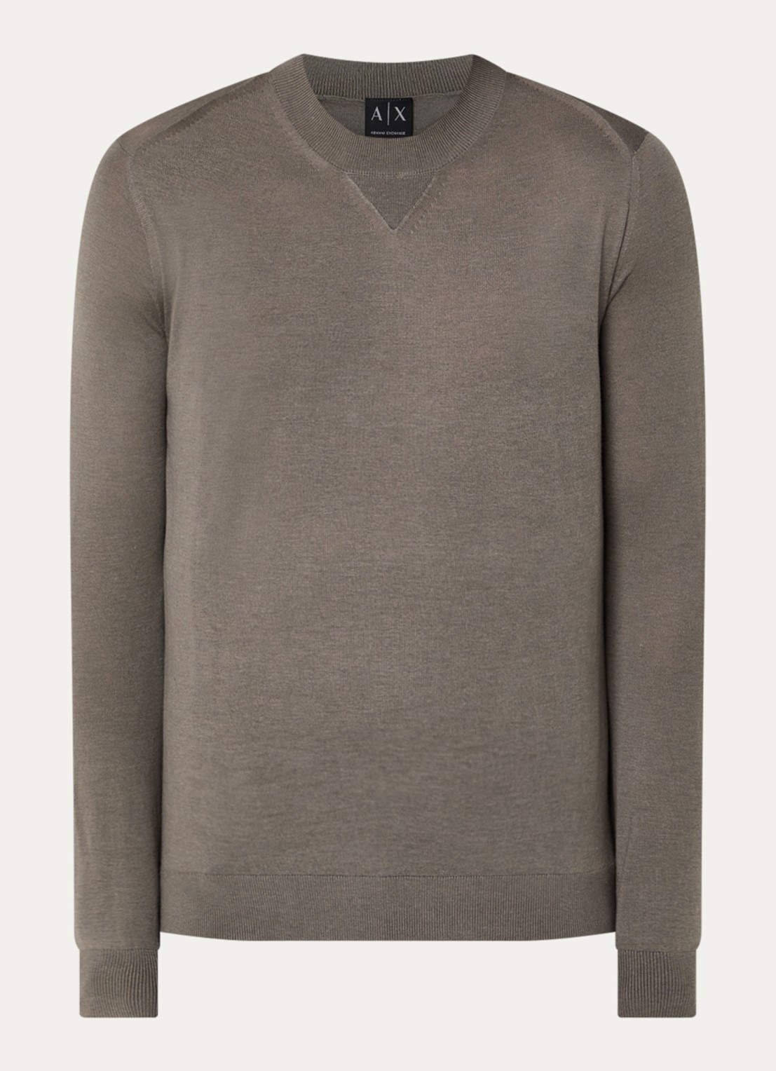 Armani Fijngebreide pullover in wolblend met ronde hals - voorkant 3 grijs
