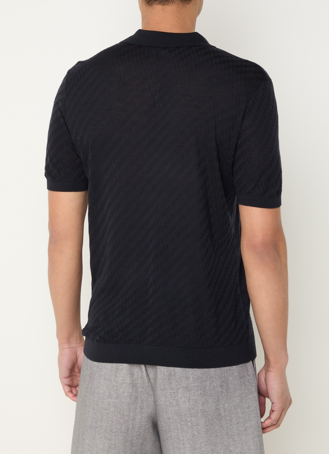 Armani Fijngebreide pullover in wolblend - achterkant donkerblauw