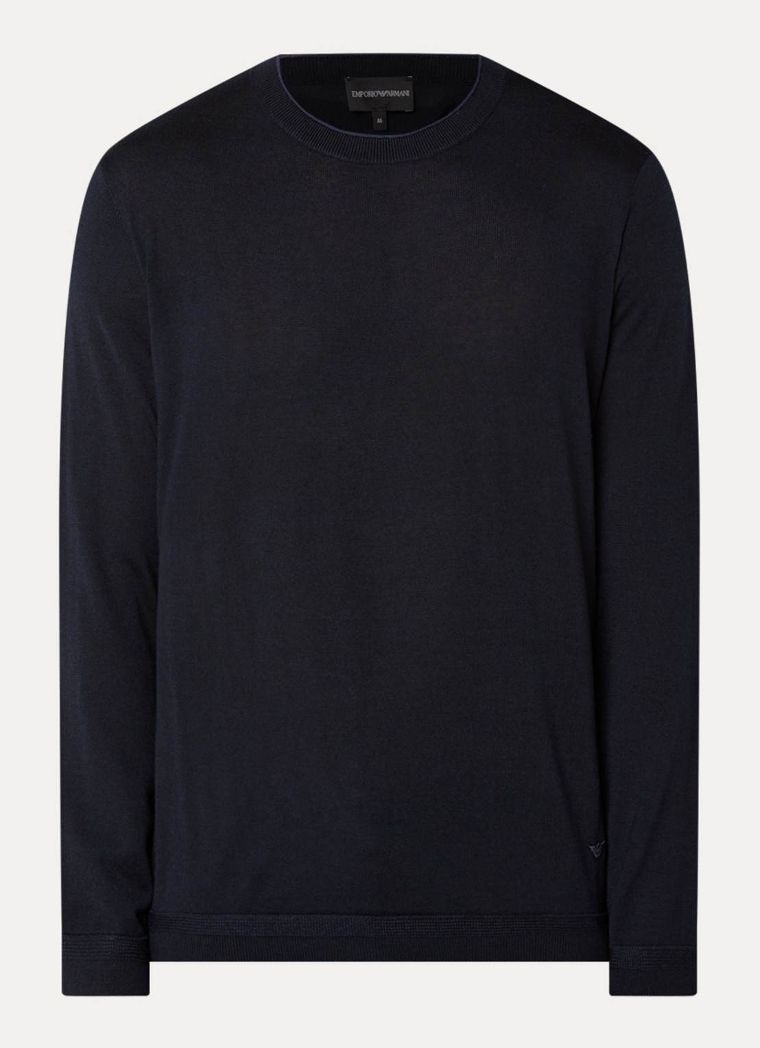 Armani Fijngebreide pullover in wolblend - voorkant 3 donkerblauw