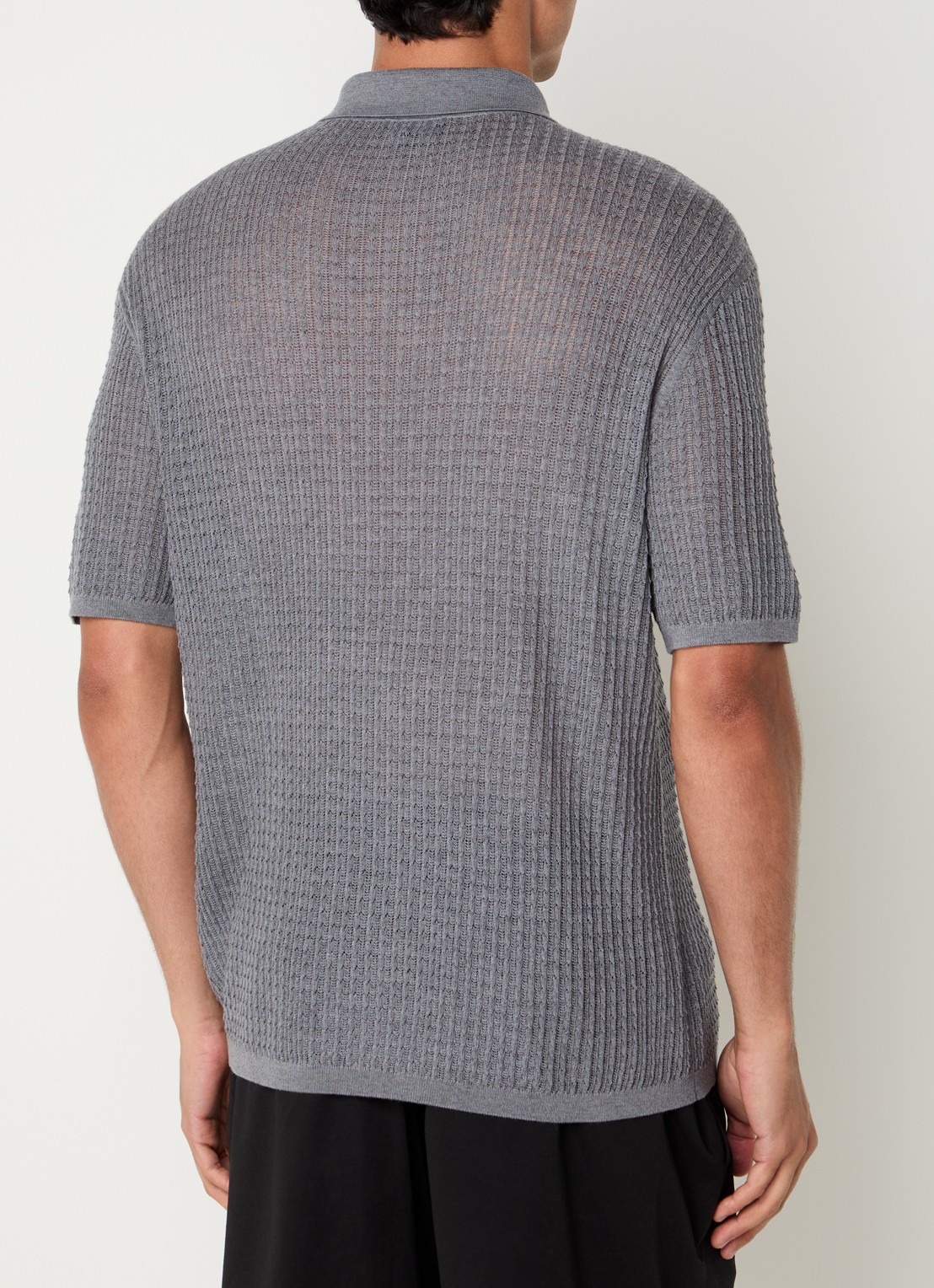 Armani Fijngebreide pullover in zijdeblend met polokraag - achterkant 4 grijs