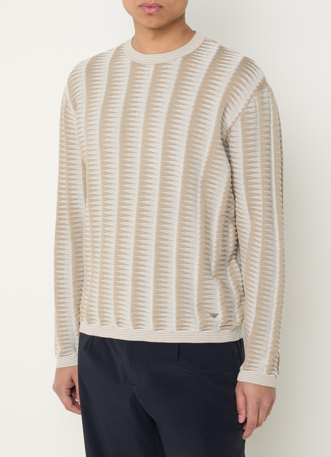 Armani Fijngebreide pullover met grafische print - detail 4 khaki