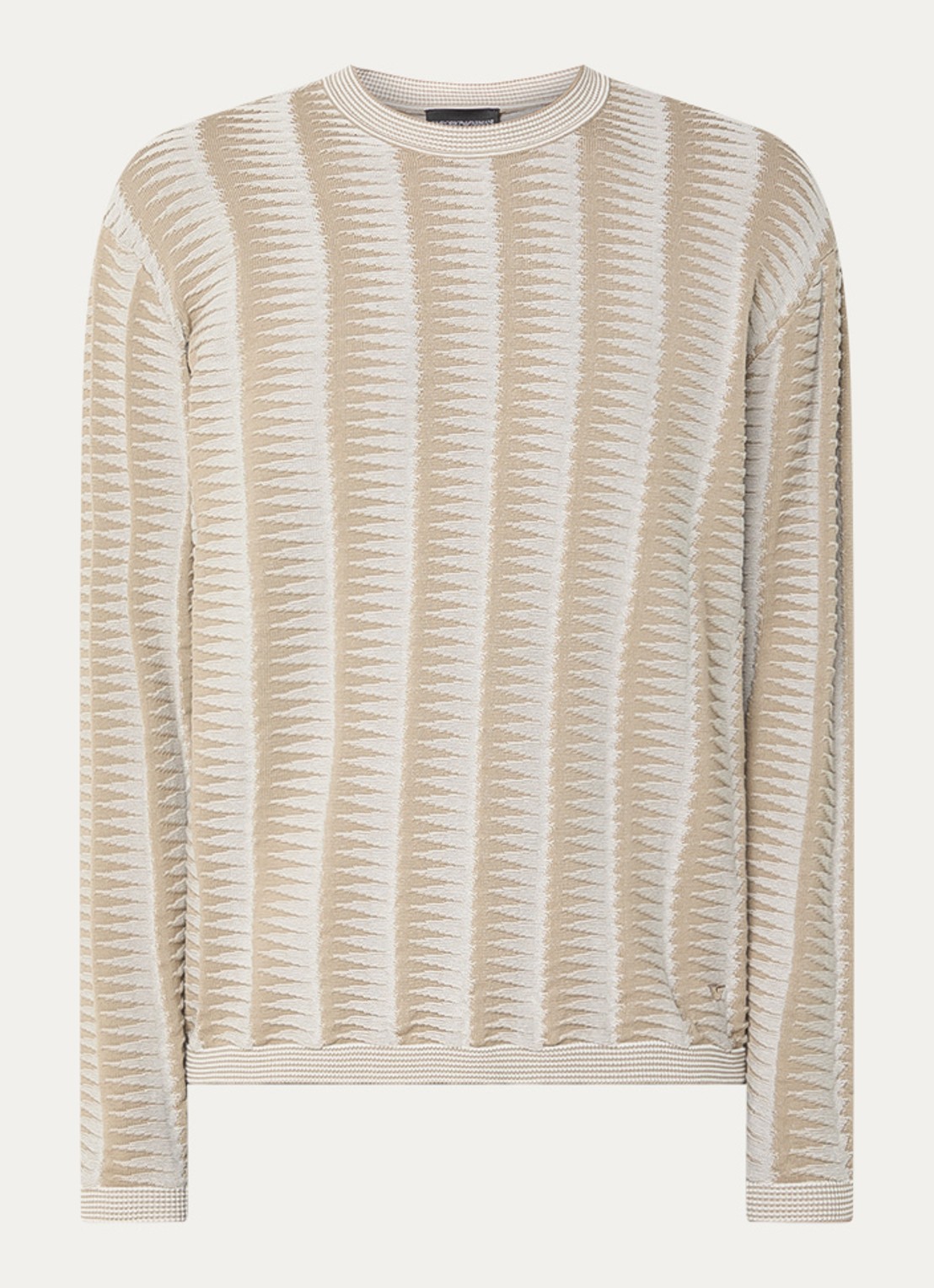 Armani Fijngebreide pullover met grafische print - voorkant 2 khaki