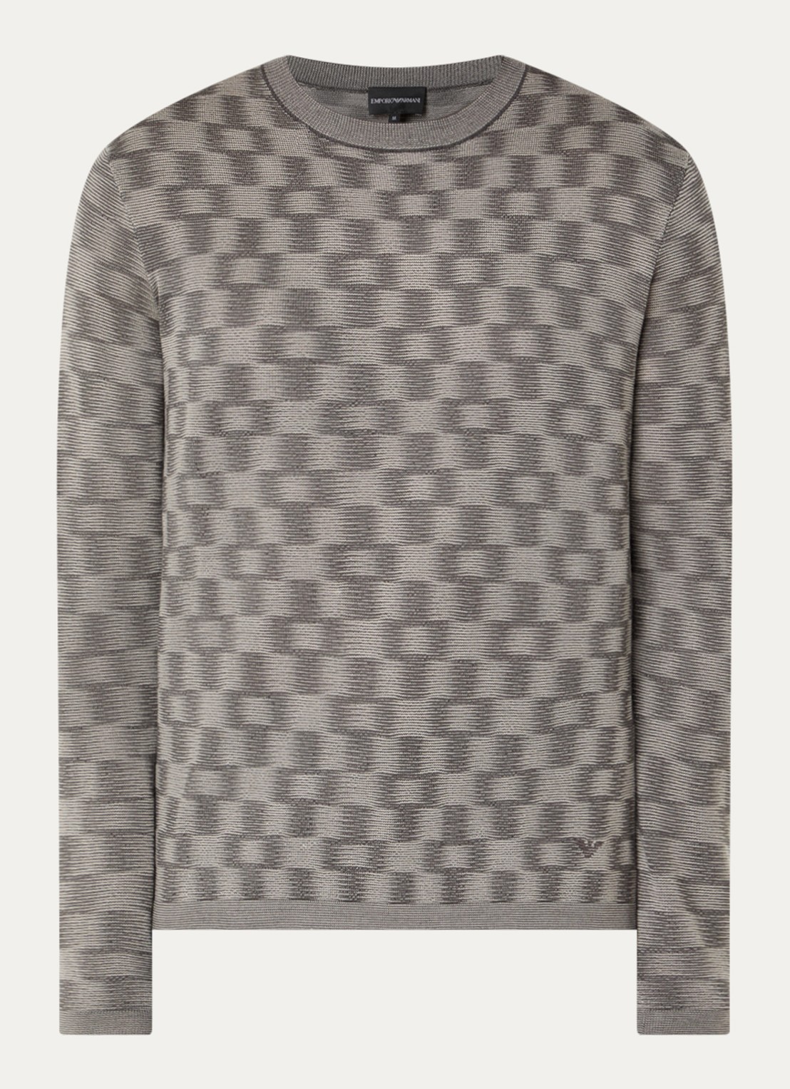 Armani Fijngebreide pullover met ingebreid patroon - voorkant 2 grijs