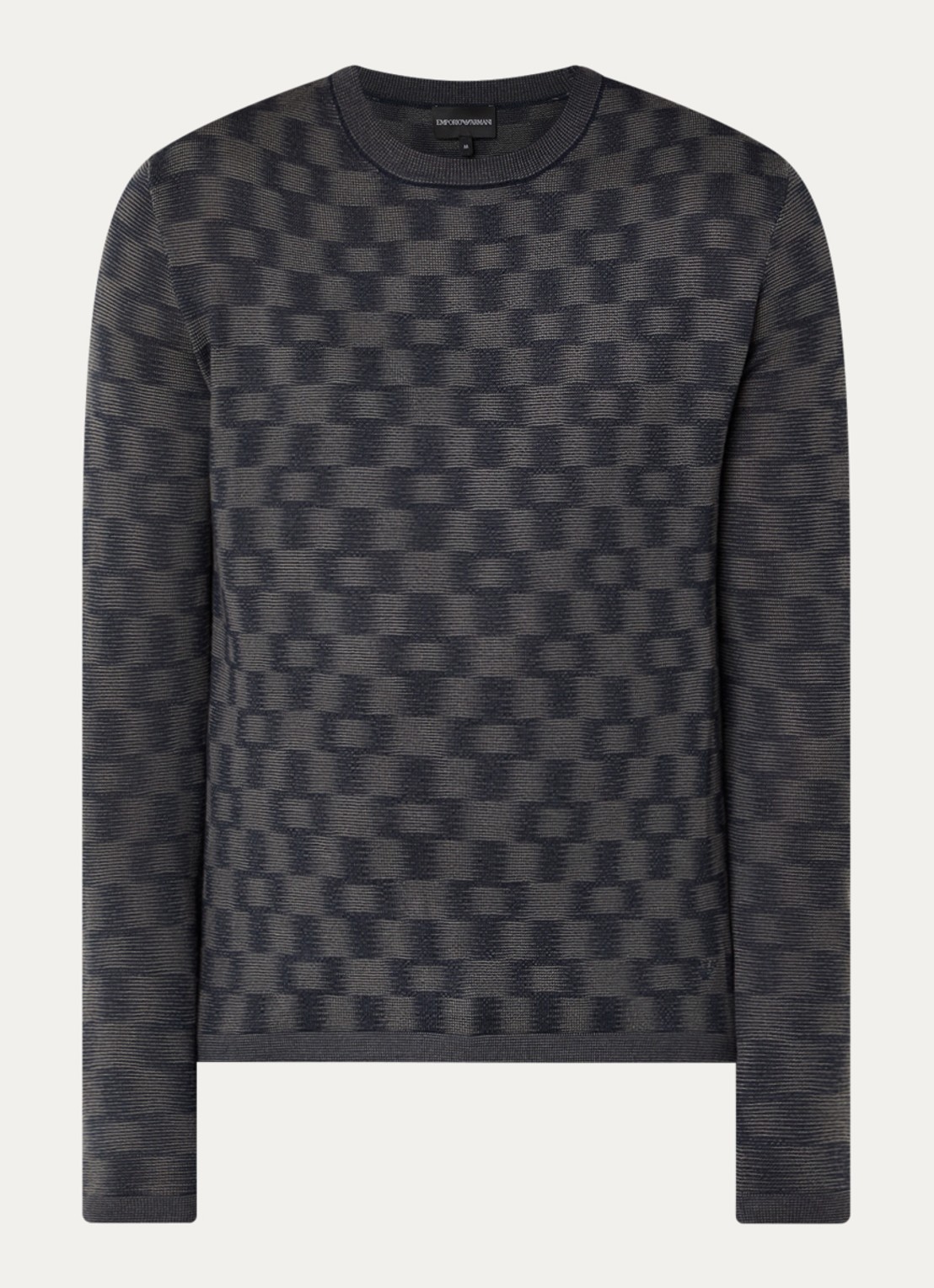 Armani Fijngebreide pullover met ingebreid patroon - voorkant 3 donkerblauw