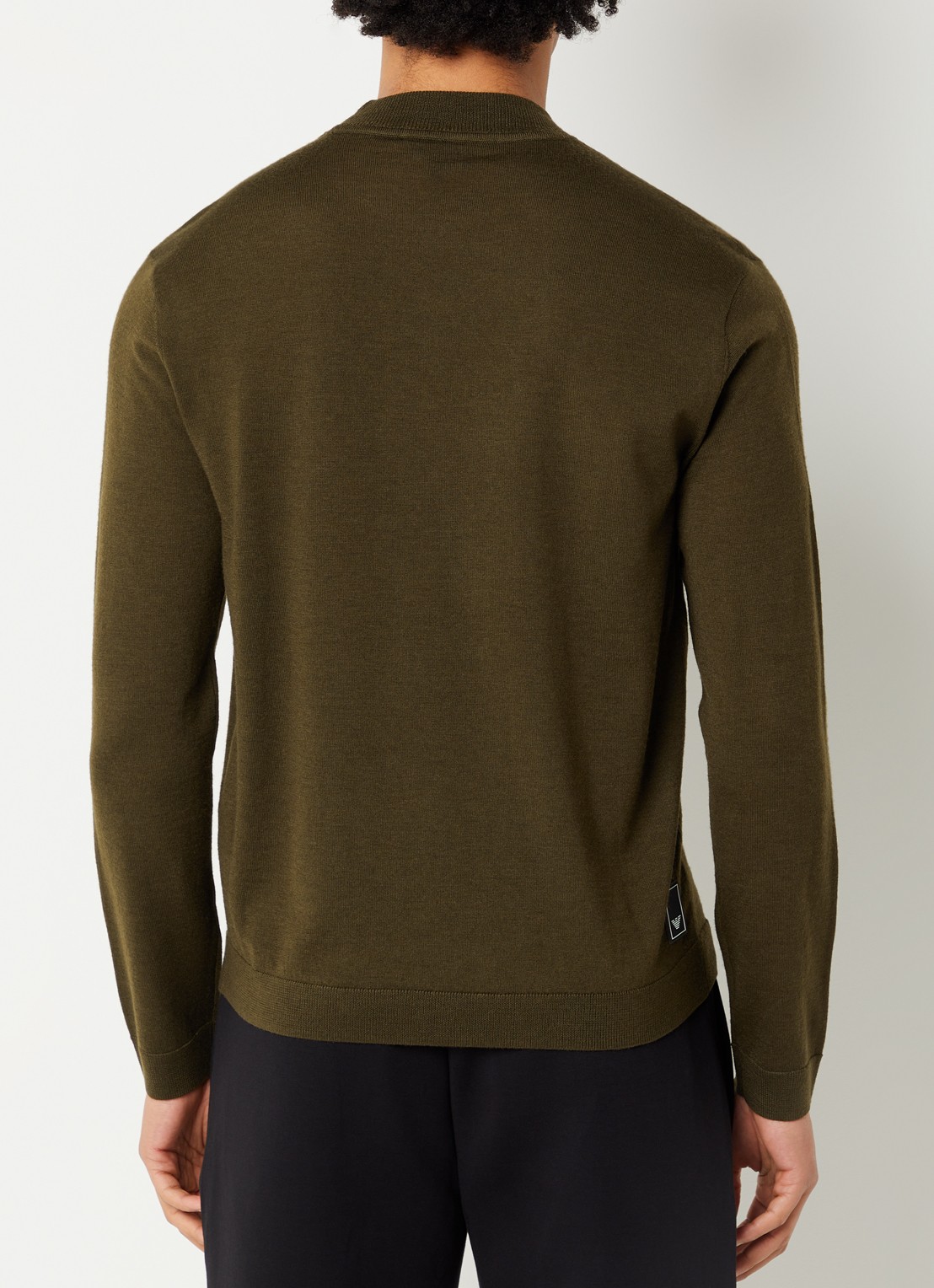 Armani Fijngebreide pullover met logo - achterkant legergroen