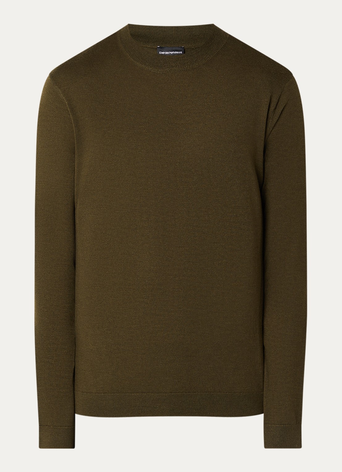Armani Fijngebreide pullover met logo - voorkant 2 legergroen
