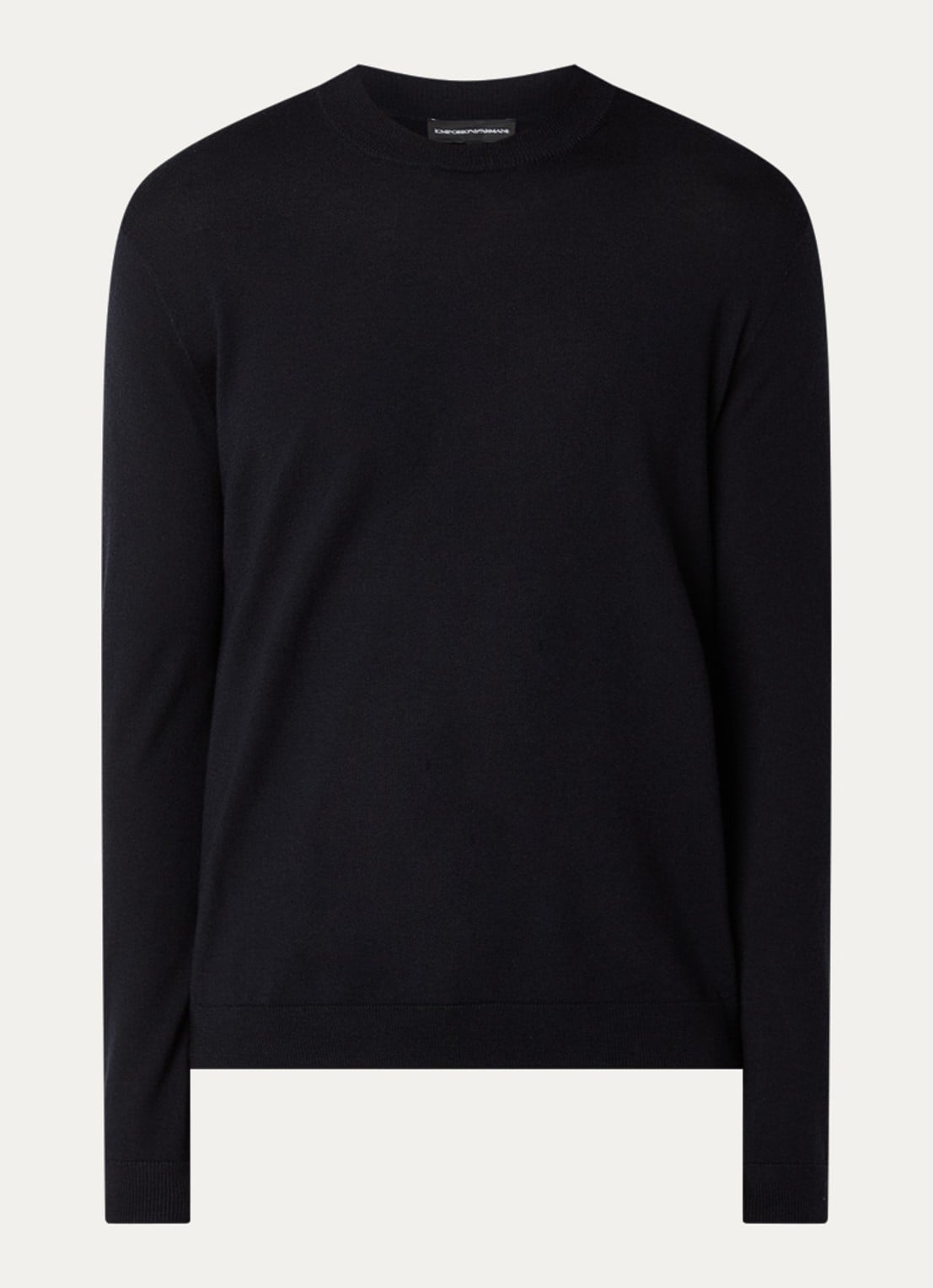 Armani Fijngebreide pullover met logo - voorkant 3 donkerblauw