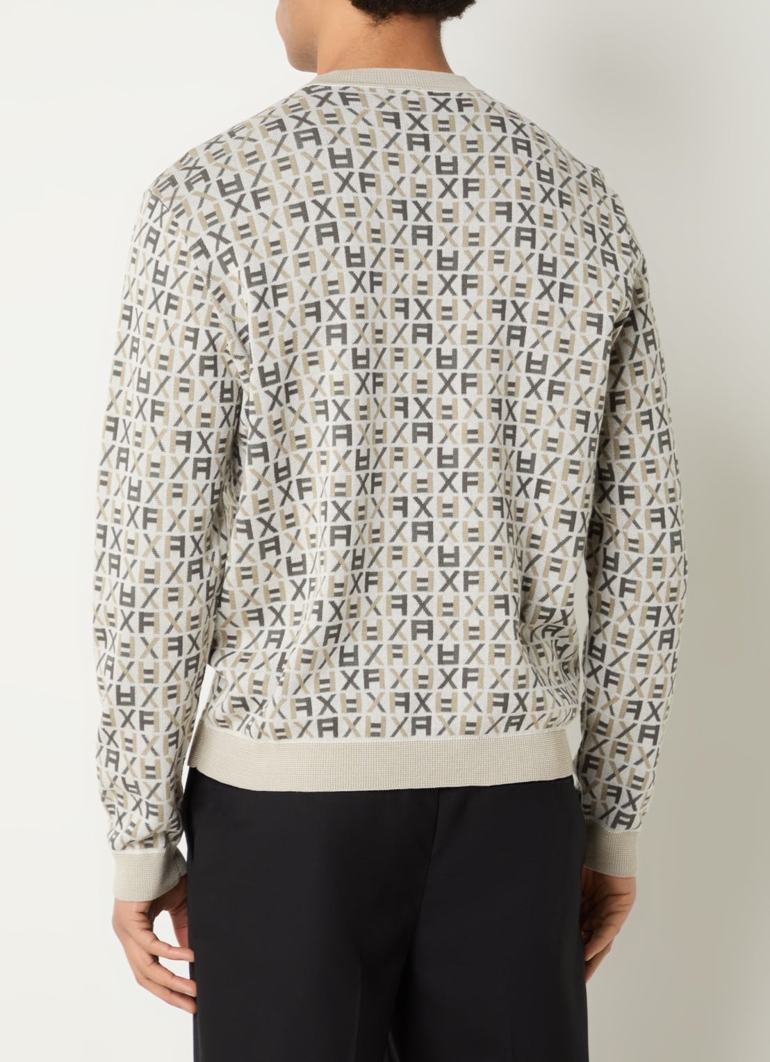 Armani Fijngebreide pullover met logoprint - achterkant 4 lichtgrijs