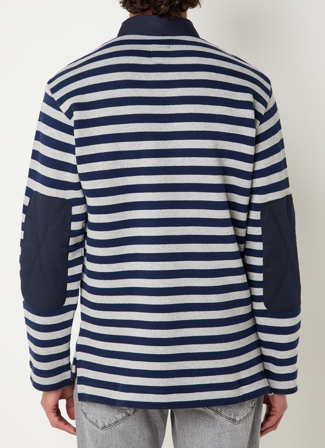 Armani Fijngebreide pullover met polokraag en logoborduring - achterkant 3 donkerblauw