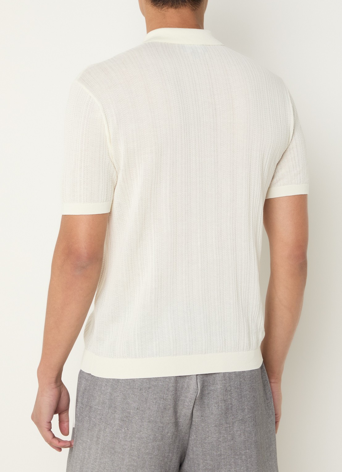 Armani Fijngebreide pullover met ritssluiting - achterkant 3 vanillegeel