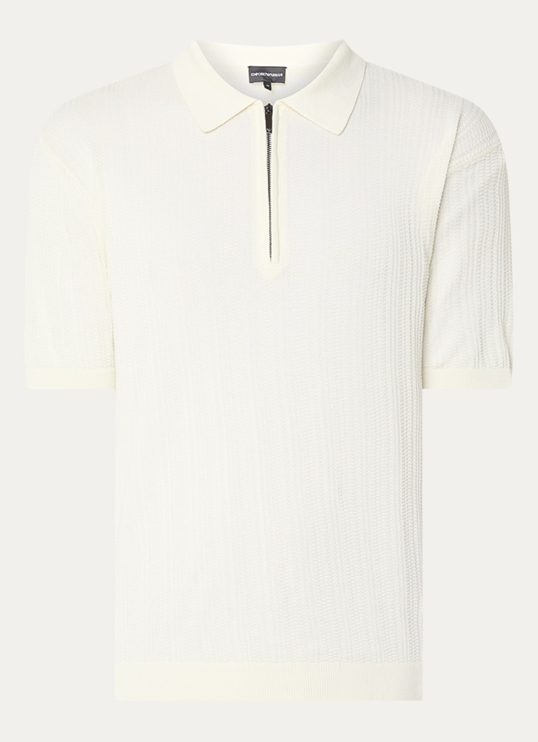 Armani Fijngebreide pullover met ritssluiting - voorkant vanillegeel
