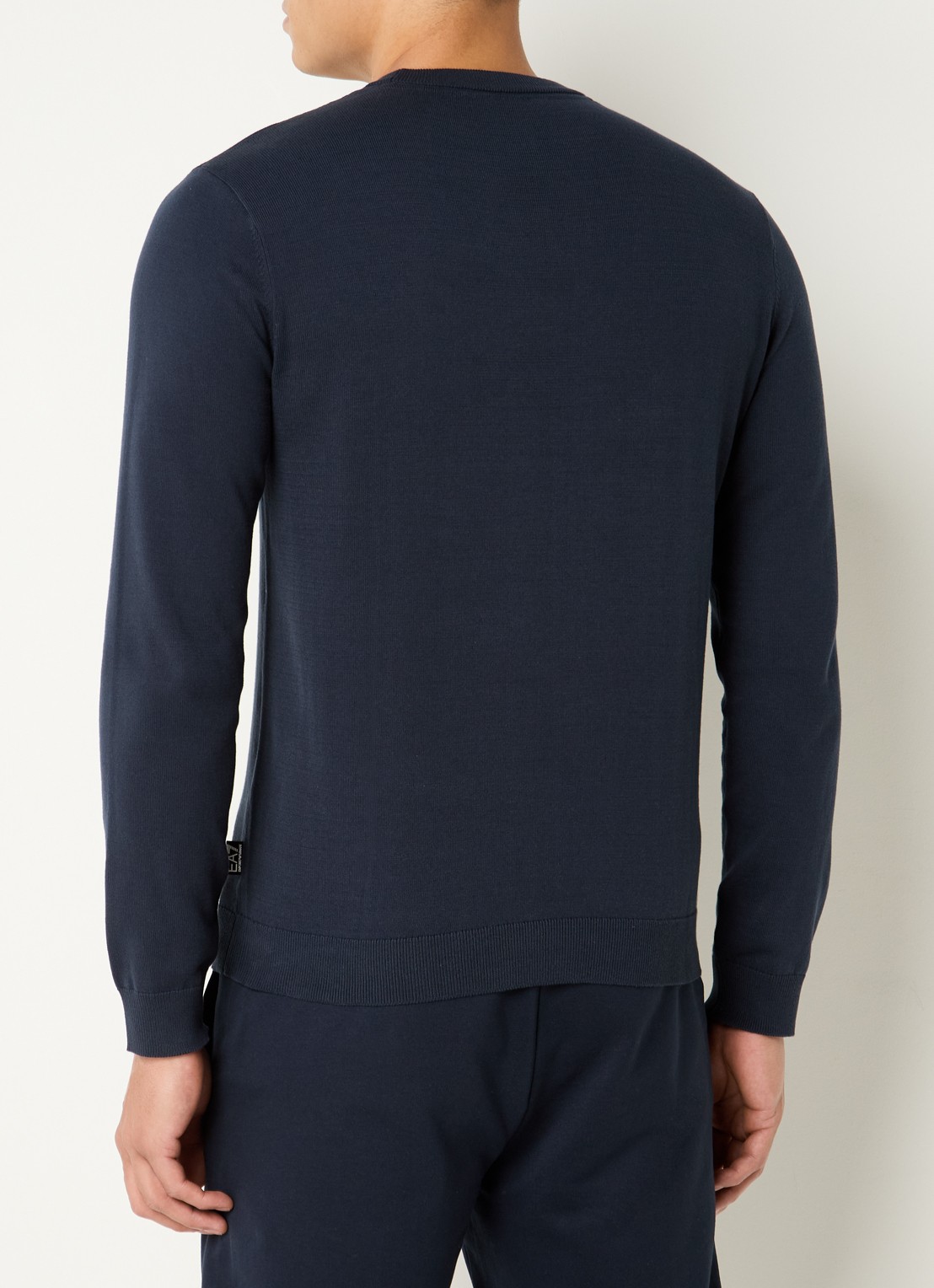 Armani Fijngebreide pullover met ronde hals - achterkant 4 donkerblauw