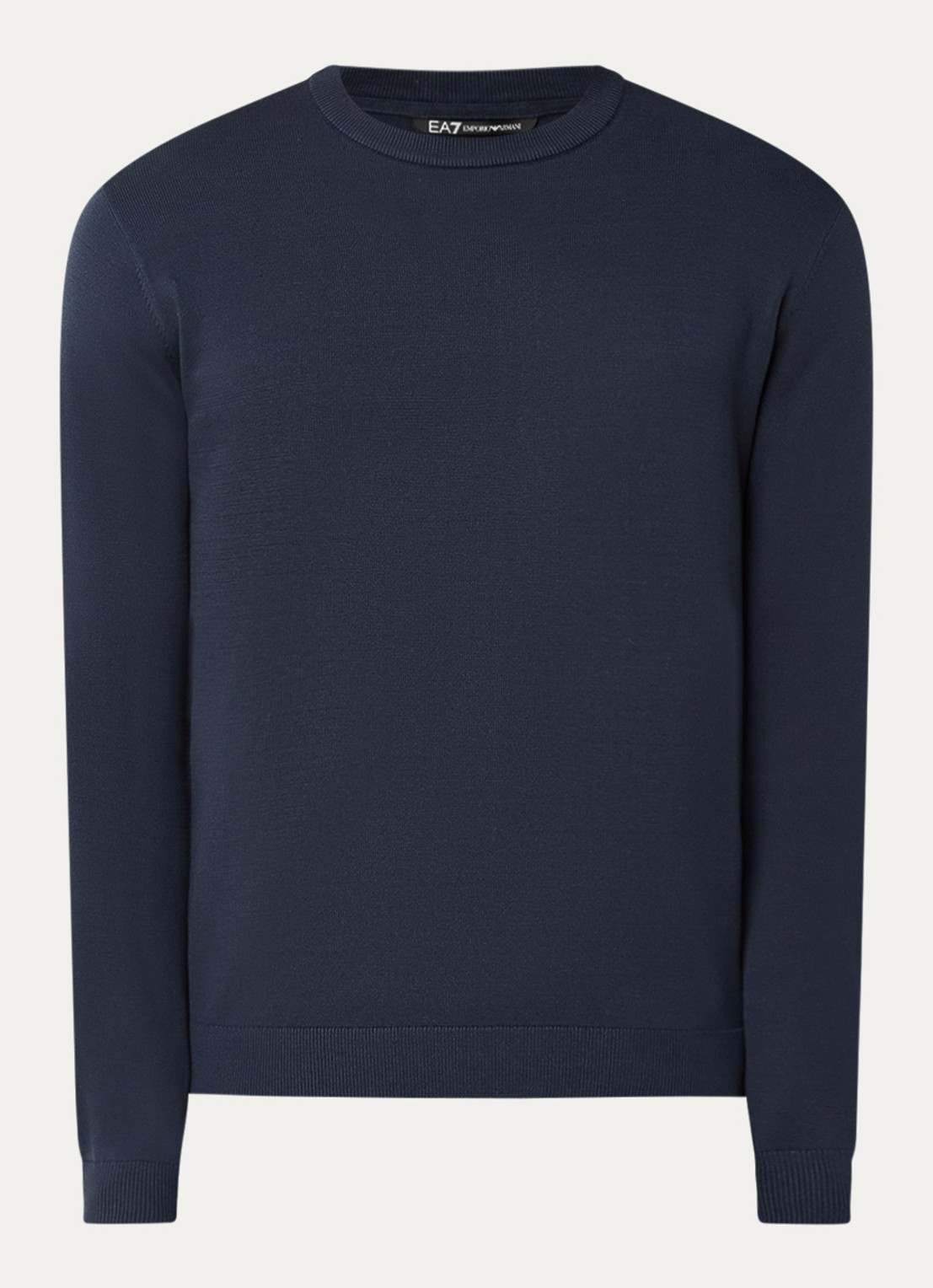 Armani Fijngebreide pullover met ronde hals - voorkant 2 donkerblauw