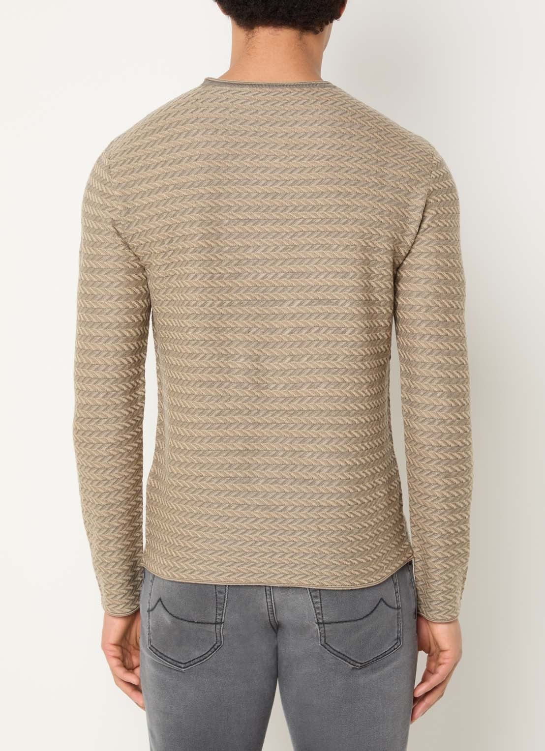 Armani Fijngebreide pullover met ronde hals - achterkant 2 donkerbeige