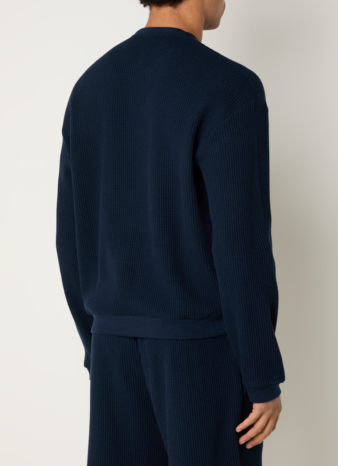 Armani Fijngebreide pullover met structuur - achterkant donkerblauw
