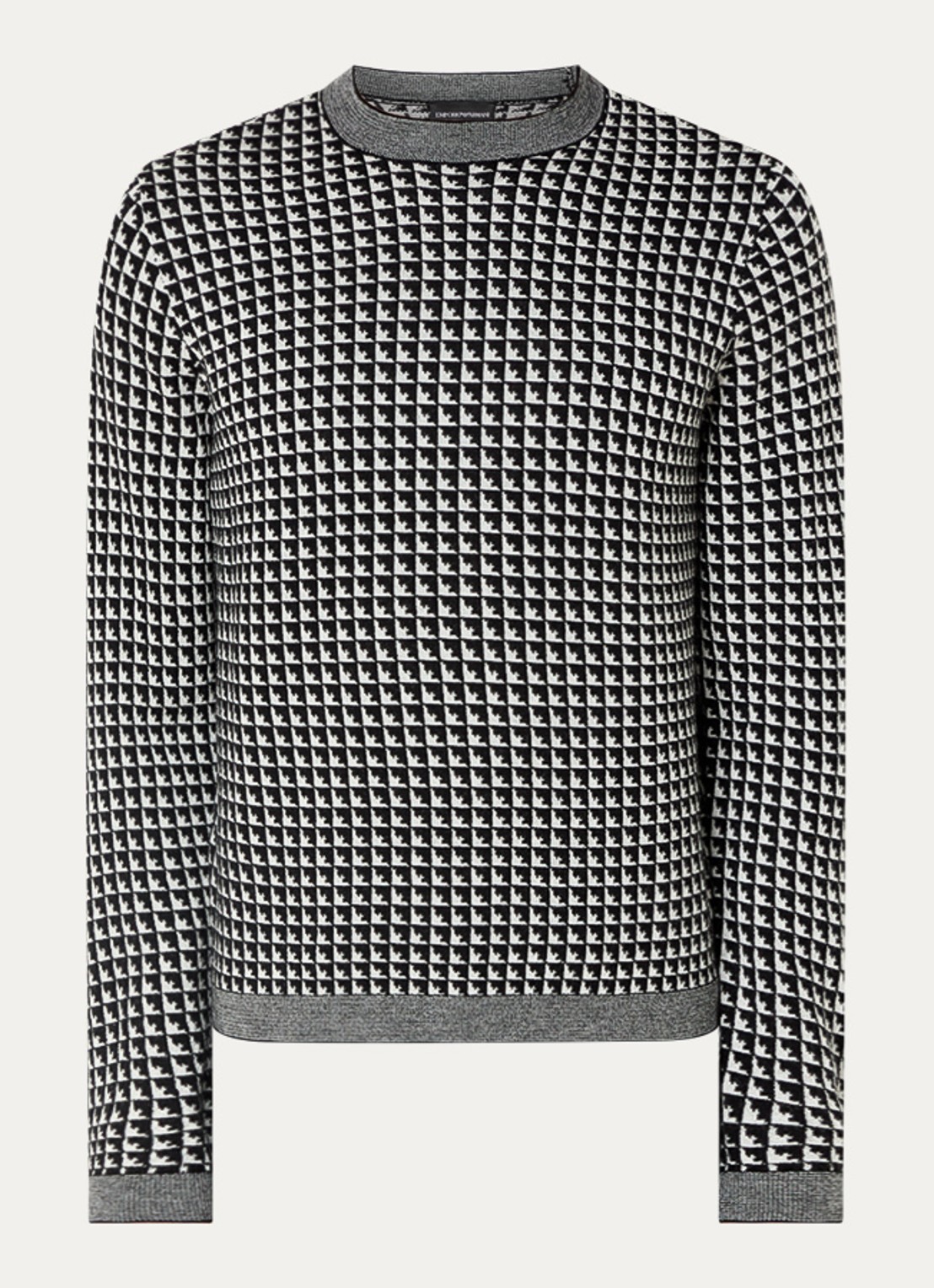 Armani Fijngebreide pullover van scheerwol met ingebreid patroon - voorkant 2 zwart