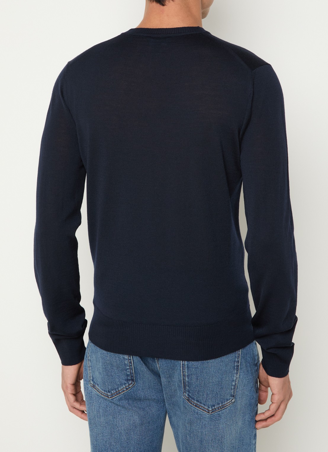 Armani Fijngebreide pullover van scheerwol - achterkant 2 donkerblauw