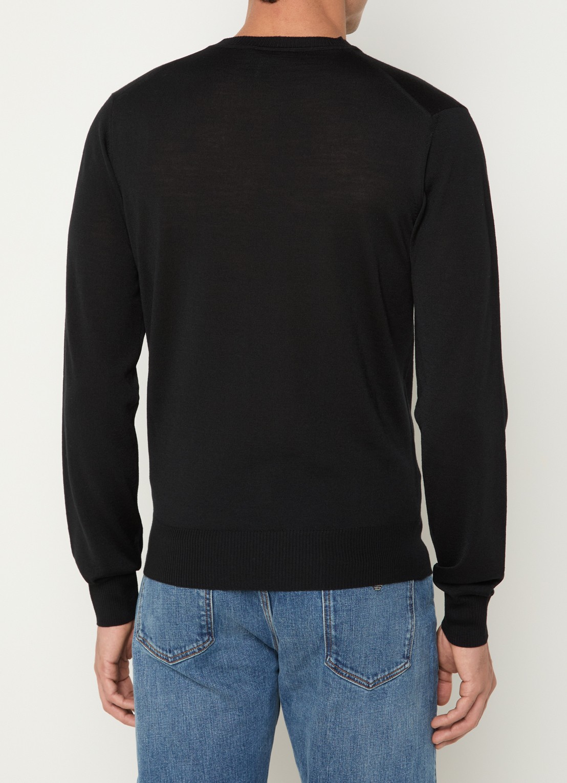 Armani Fijngebreide pullover van scheerwol - achterkant 3 zwart
