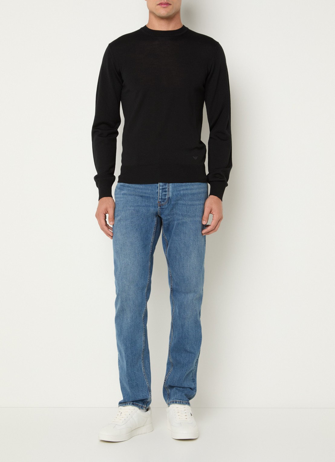 Armani Fijngebreide pullover van scheerwol - voorkant 2 zwart