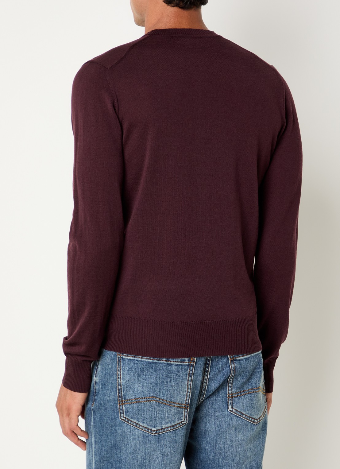 Armani Fijngebreide pullover van scheerwol - achterkant 4 bordeauxrood