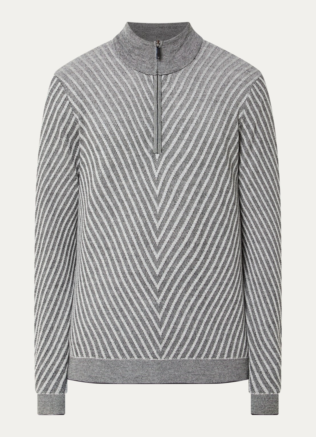 Armani Fijngebreide pullover van wol met halve rits - voorkant 2 grijs