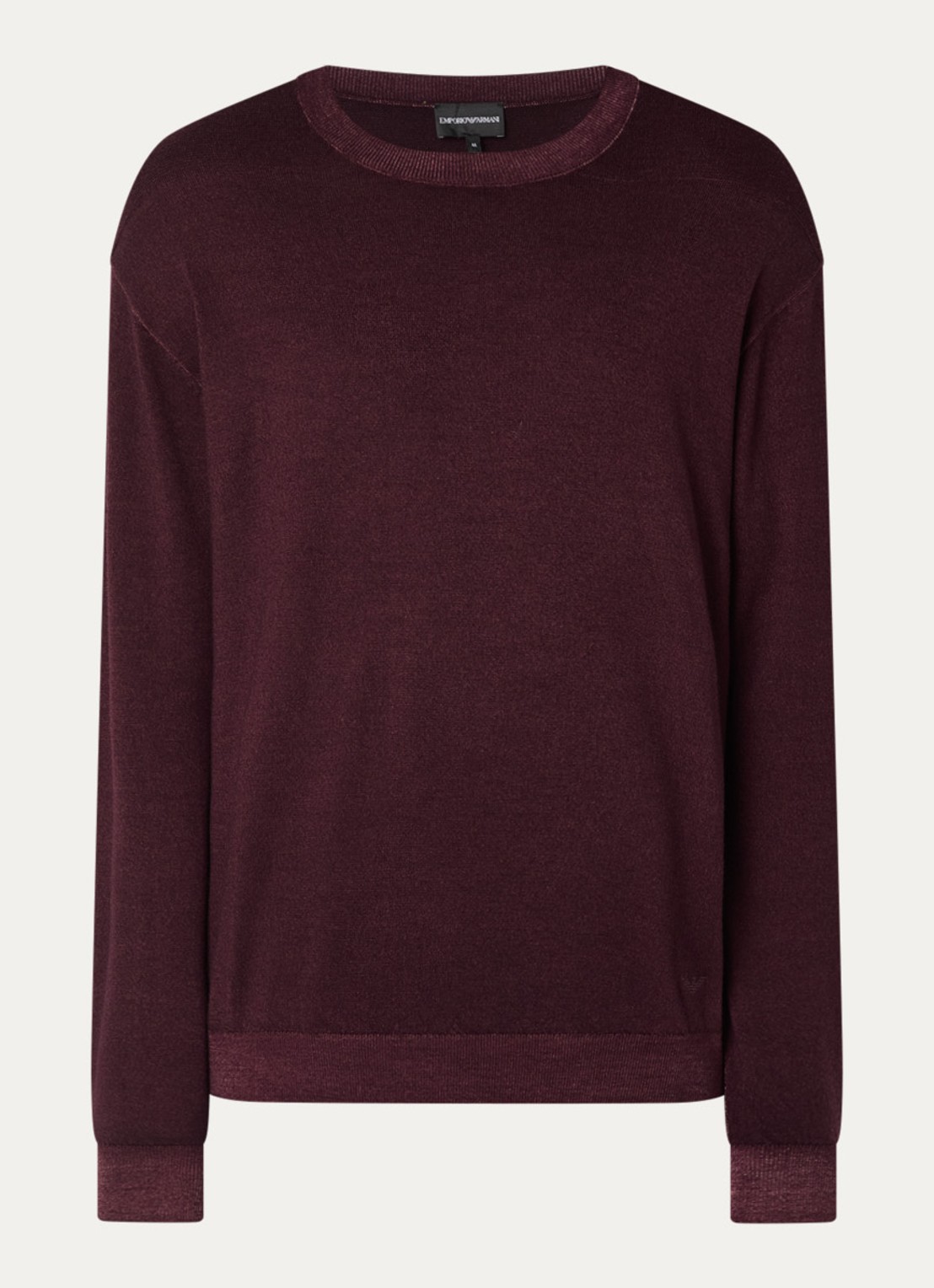 Armani Fijngebreide pullover van wol met ronde hals - voorkant 2 aubergine