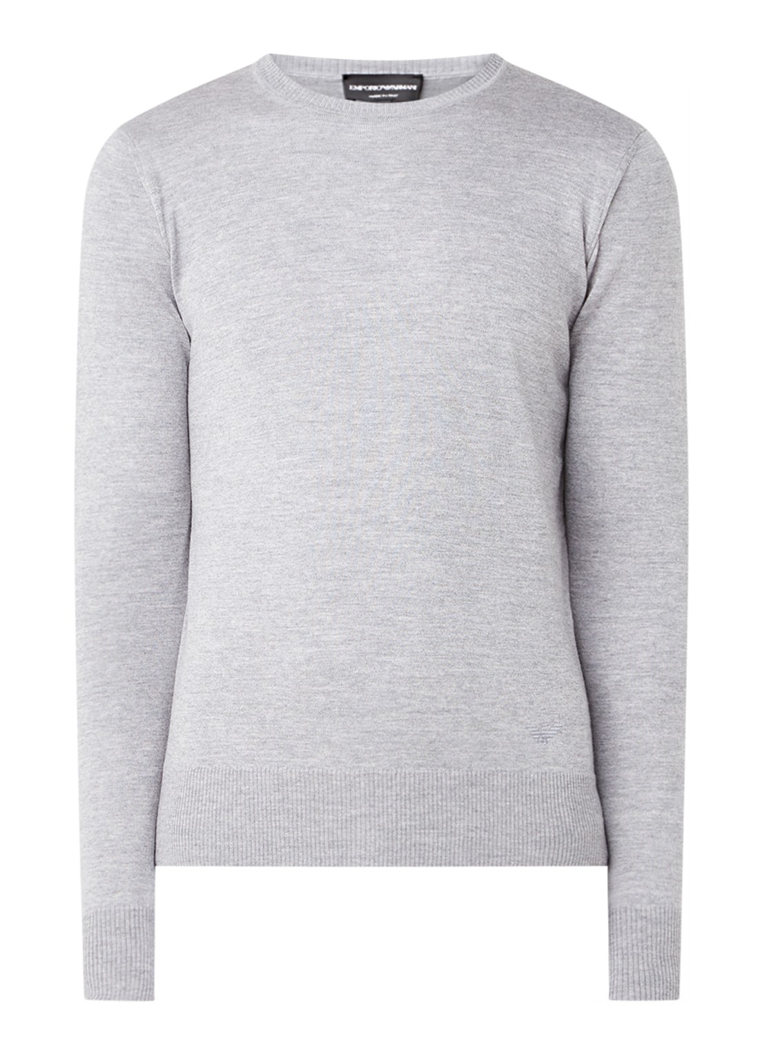 Armani Fijngebreide pullover van wol - voorkant 2 lichtgrijs