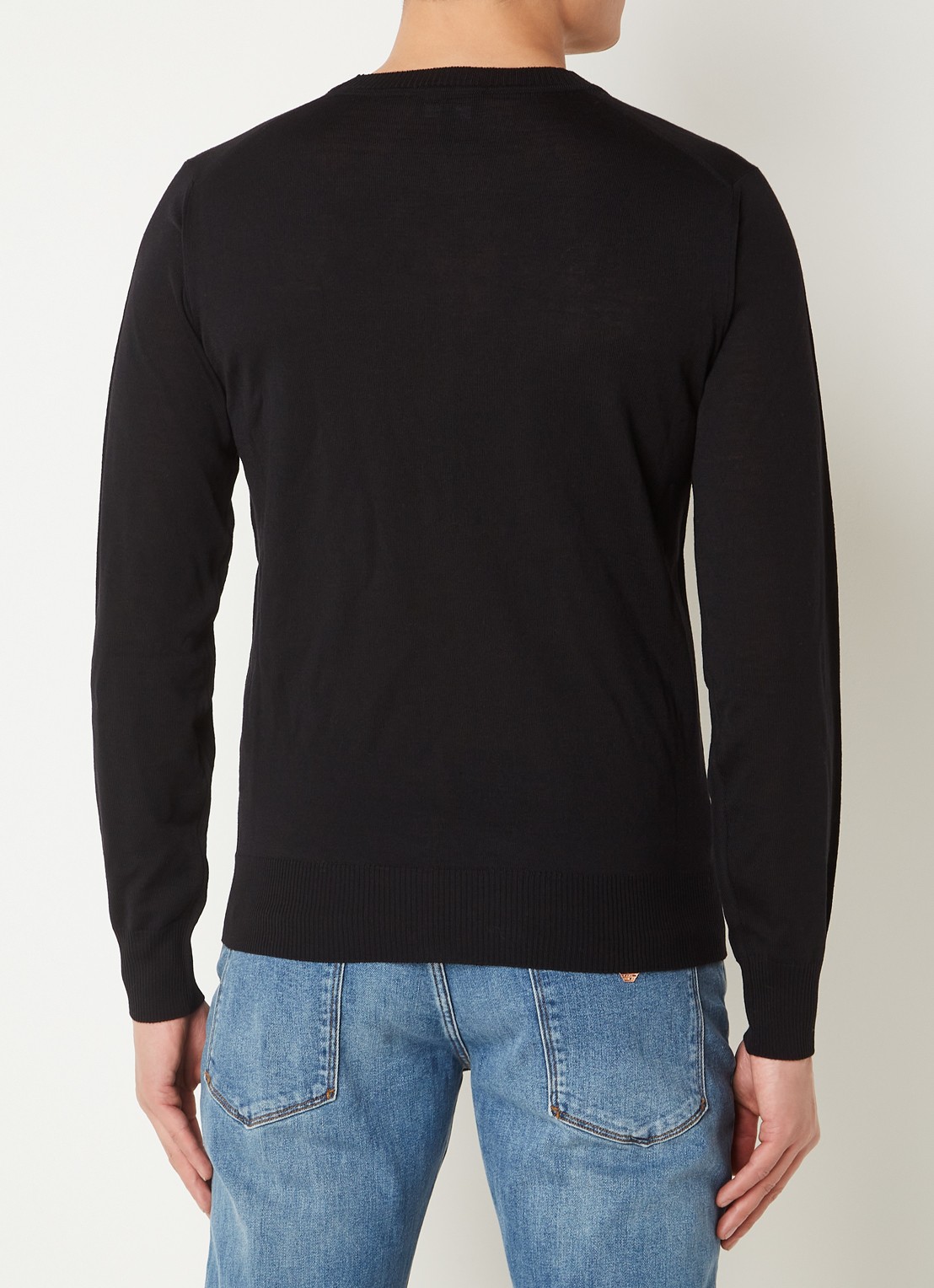Armani Fijngebreide pullover van wol - achterkant zwart