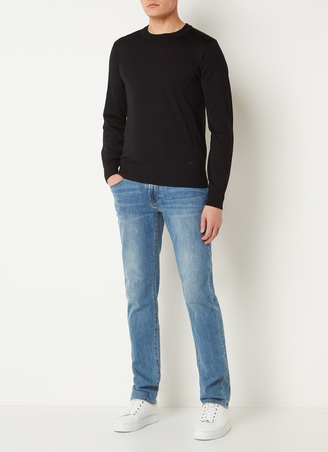 Armani Fijngebreide pullover van wol - voorkant 3 zwart