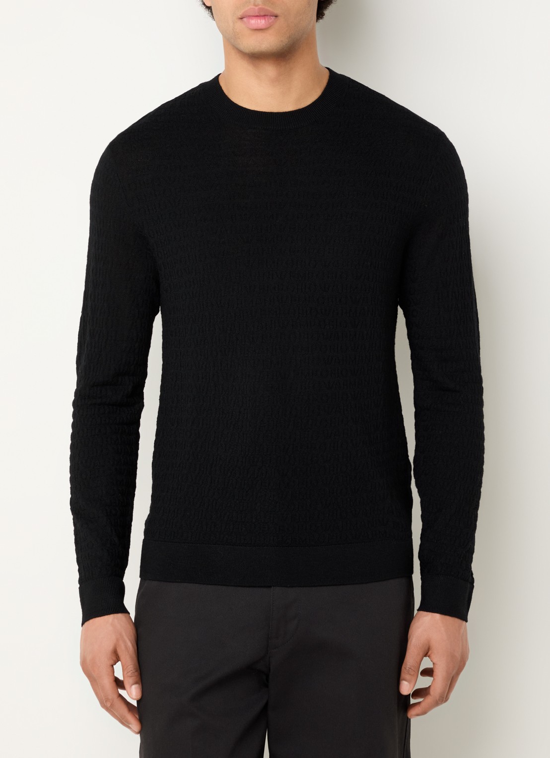 Armani Fijngebreide pullover van wol - detail 4 zwart