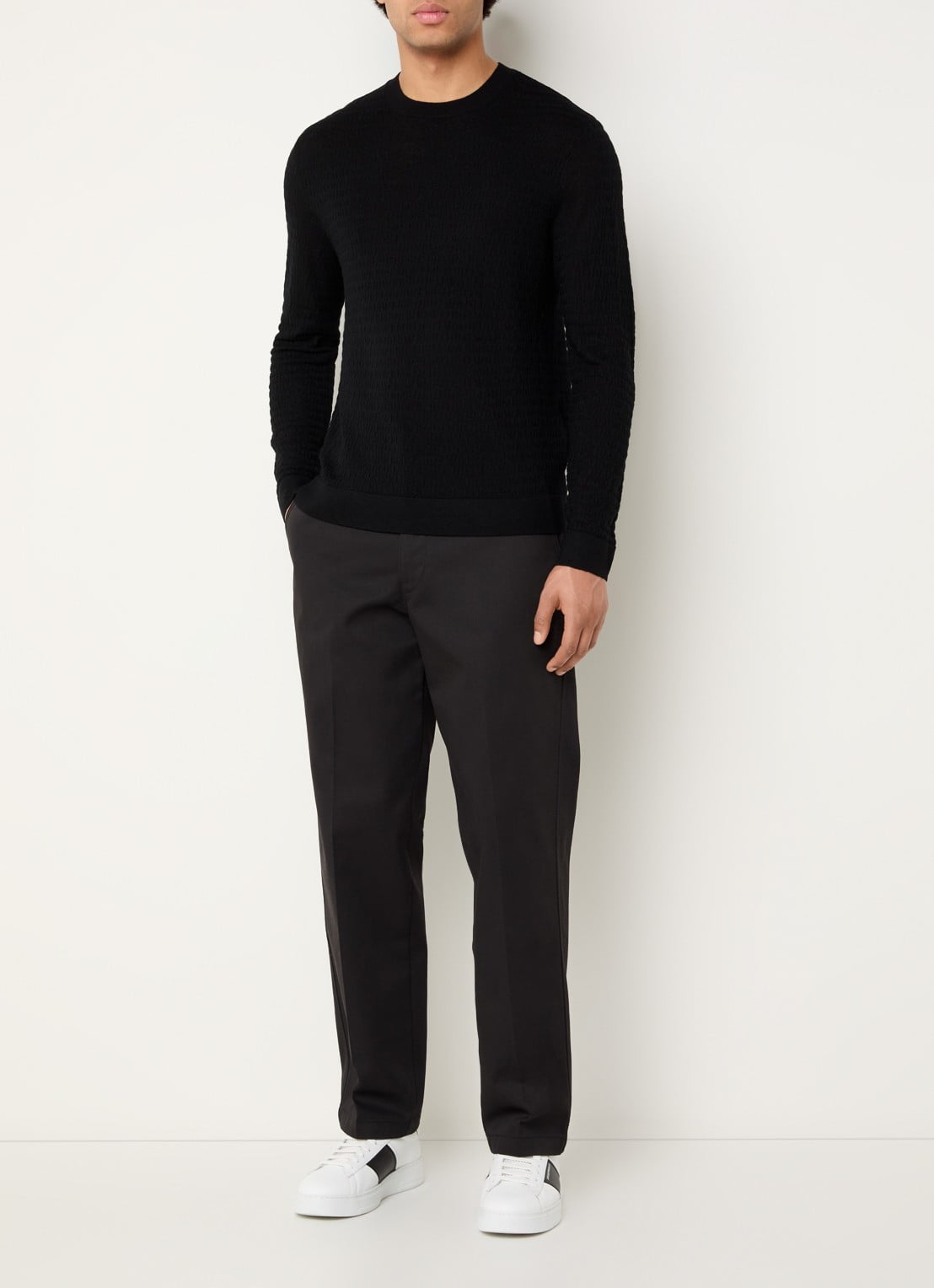 Armani Fijngebreide pullover van wol - voorkant 3 zwart