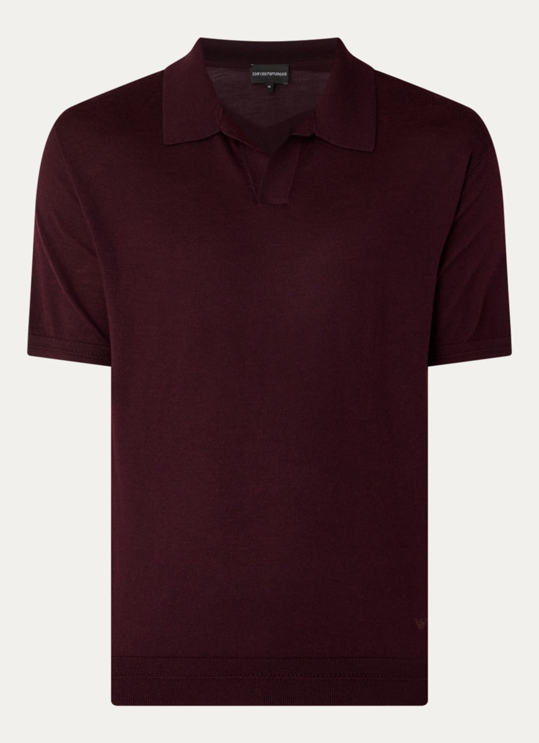 Armani Fijngebreide regular fit polo in zijdeblend - voorkant 3 bordeauxrood
