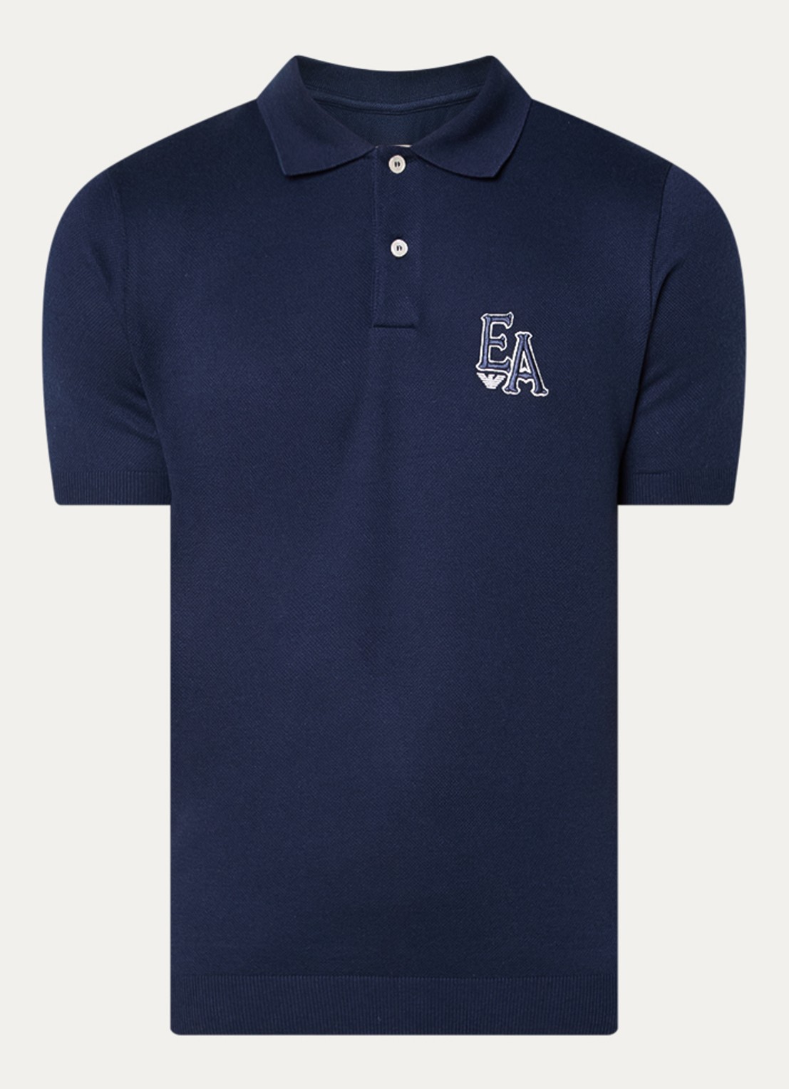 Armani Fijngebreide regular fit polo - voorkant 2 donkerblauw