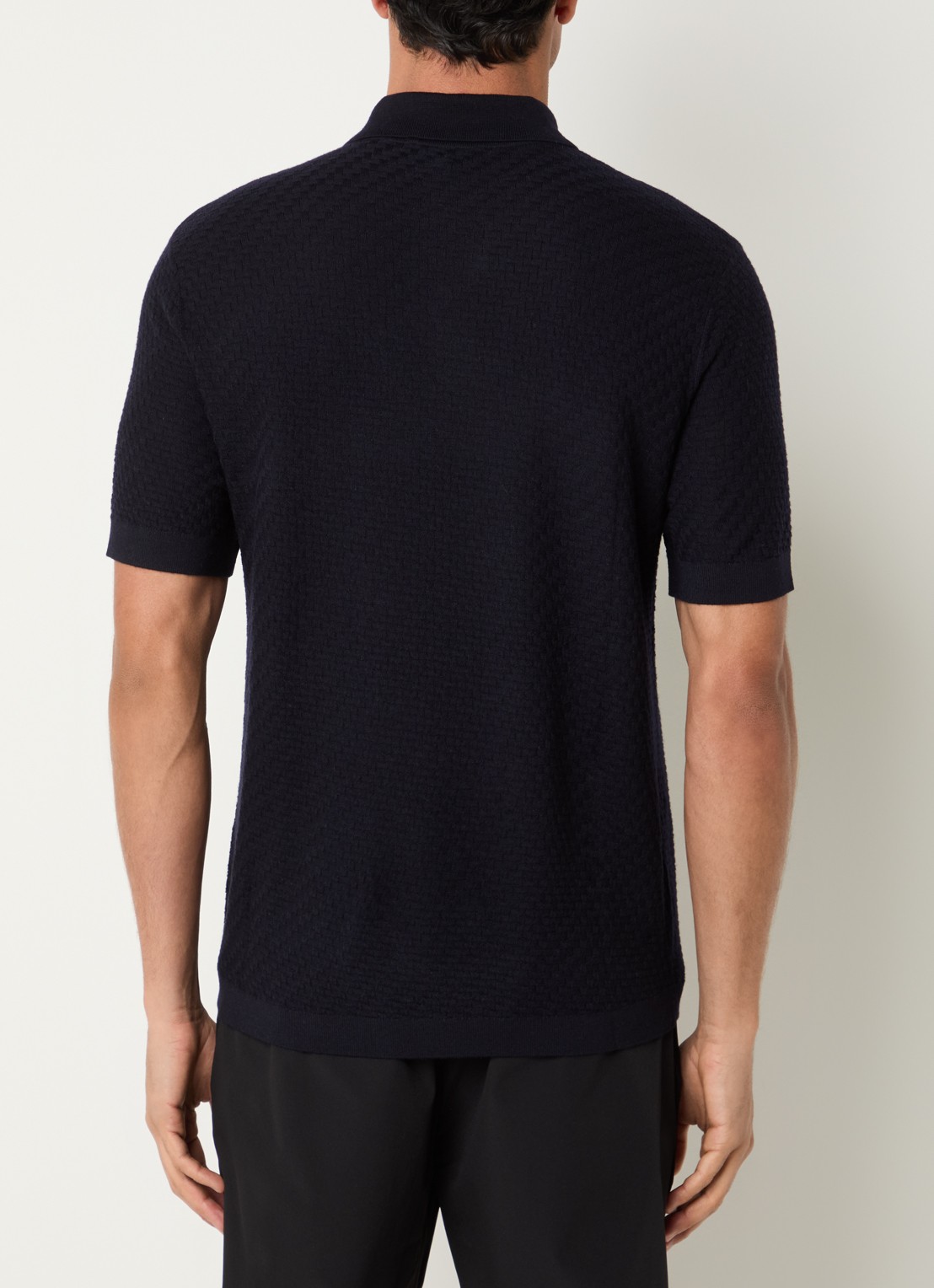 Armani Fijngebreide T-shirt in wolblend - achterkant 4 donkerblauw