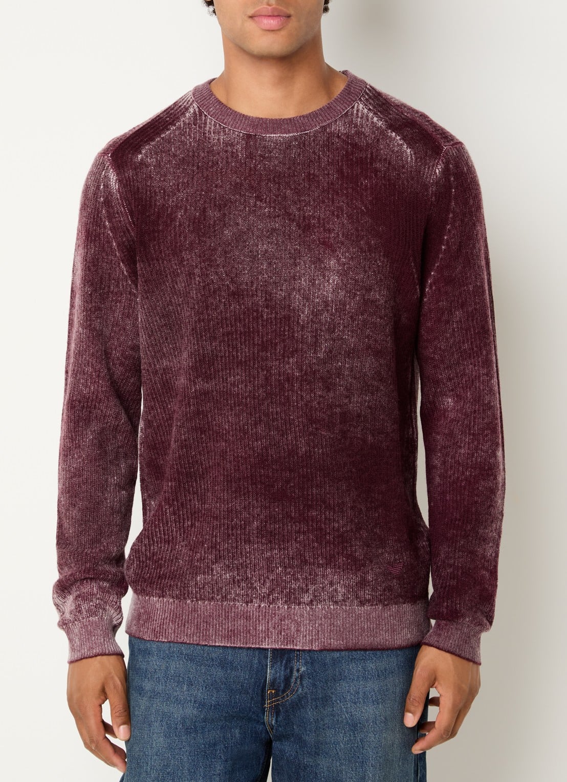 Armani Fijngebreide trui in wolblend met print - detail aubergine