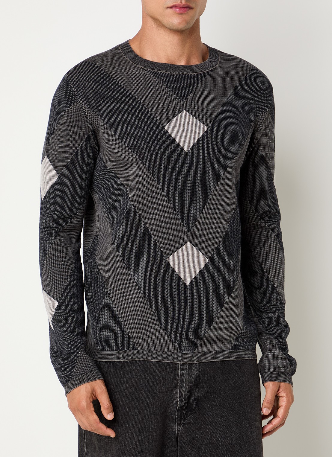 Armani Fijngebreide trui met structuur - detail donkerblauw