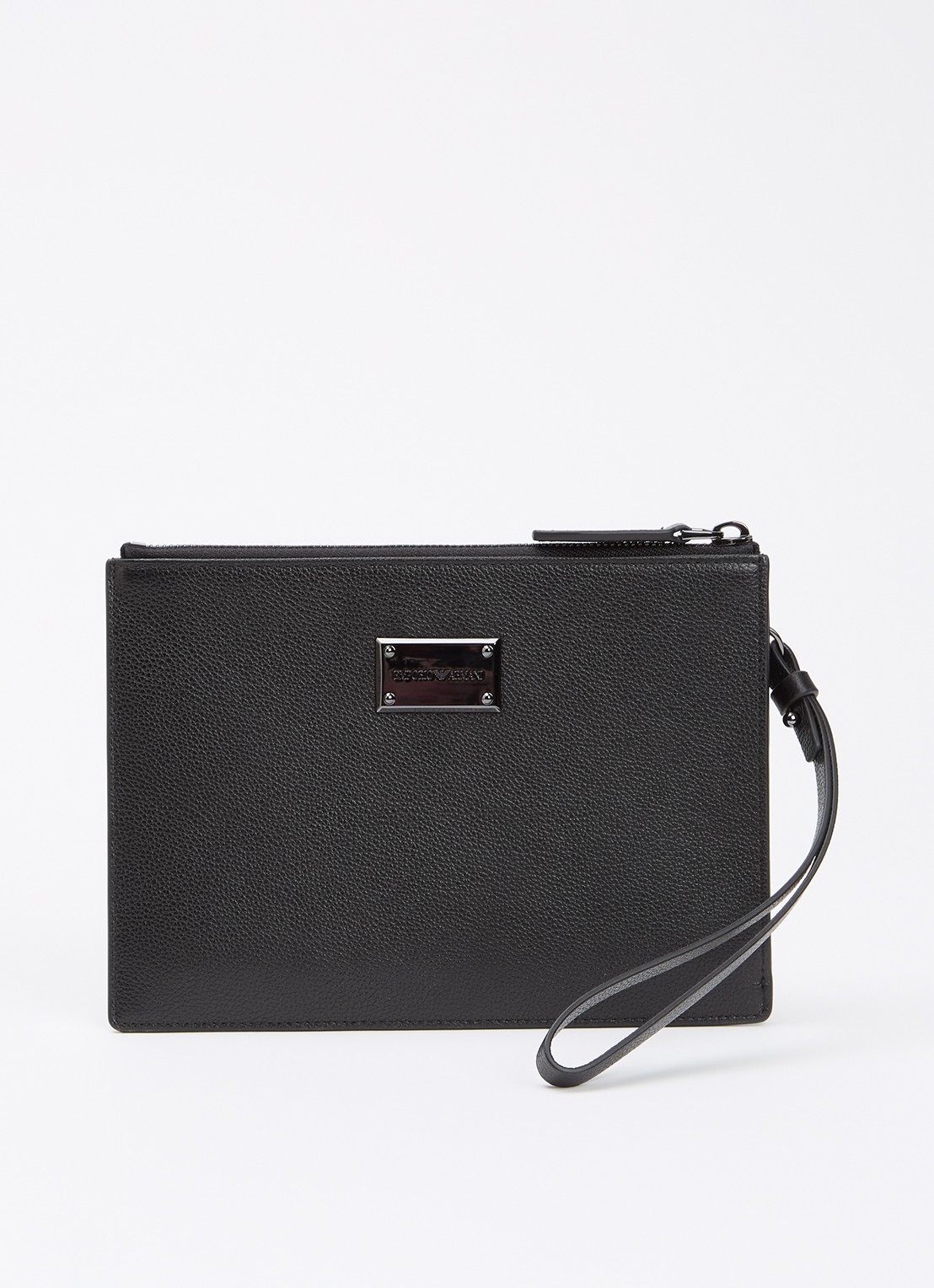 Armani Flat case portemonee met logo - voorkant zwart