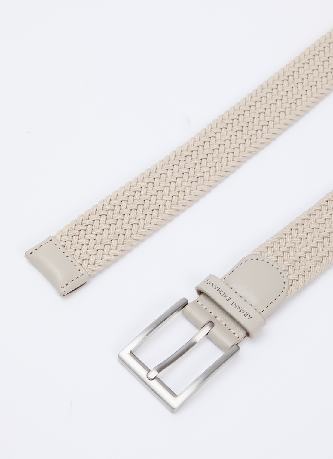 Armani Gevlochten riem met leren details - detail 2 donkerbeige