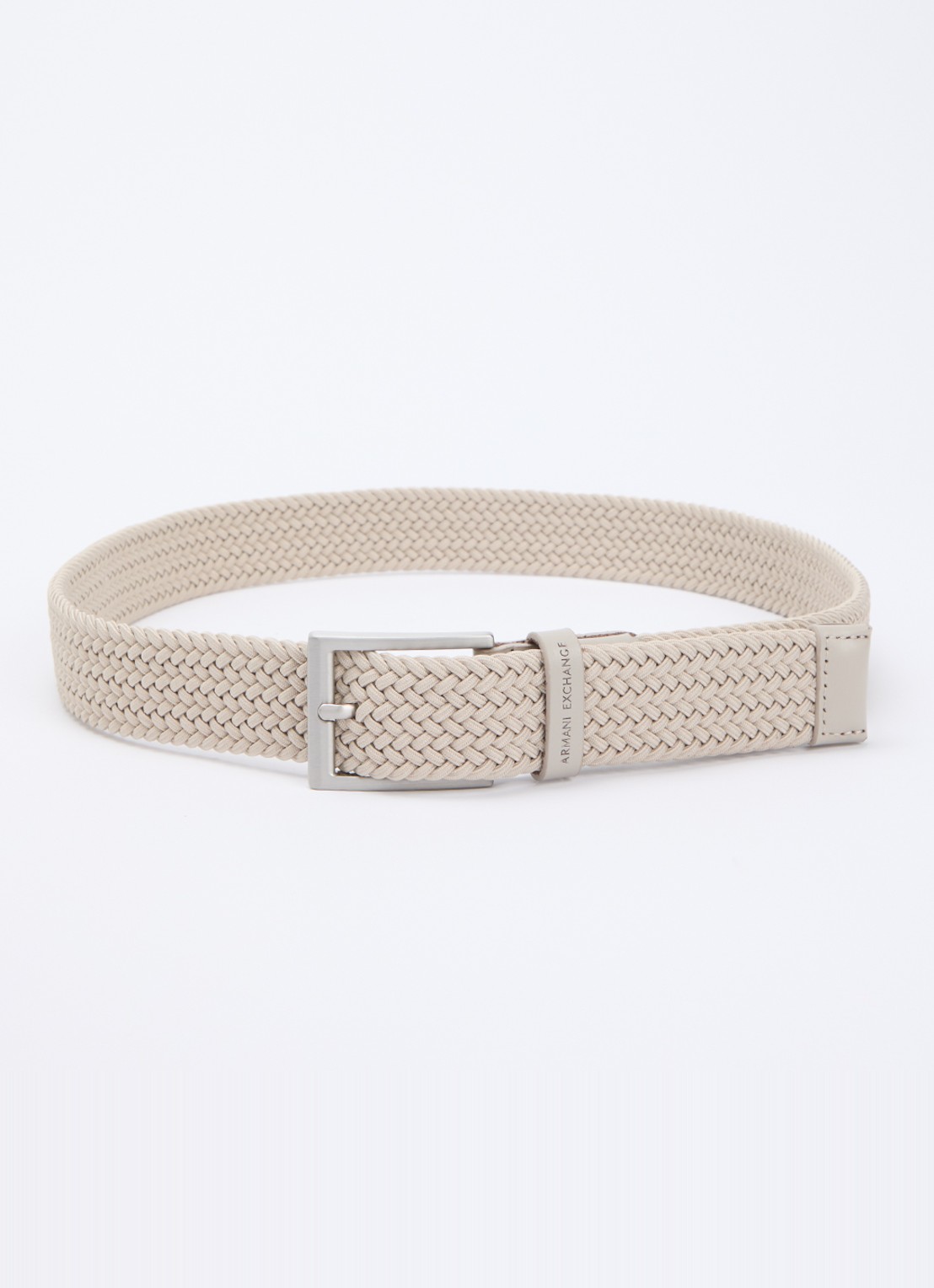 Armani Gevlochten riem met leren details - voorkant donkerbeige